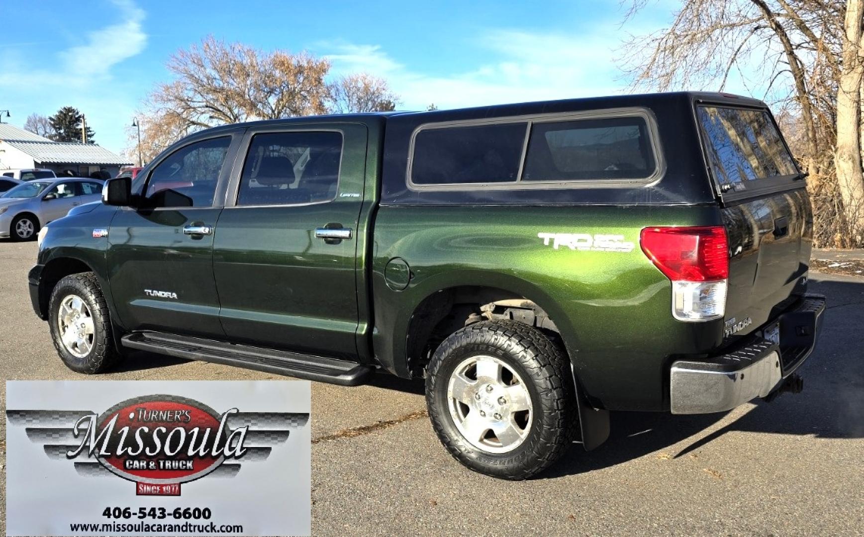2013 Green /Gray Toyota Tundra Limited 5.7L CrewMax 4WD (5TFHY5F18DX) with an 5.7L V8 DOHC 32V engine, 6-Speed Automatic Overdrive transmission, located at 450 N Russell, Missoula, MT, 59801, (406) 543-6600, 46.874496, -114.017433 - Reliable 4WD Tundra Limited. 5.7L V8 Engine. 6 Speed Automatic Transmission. It's a Crewmax so there is a crazy amount of room in the Cab. Power Heated Front Seats. Power Sunroof. Backup Camera. Air. Cruise. Tilt. AM FM CD. Bluetooth. Backup Camera. Running Boards. Comes with a Nice Topper. Toyota - Photo#6