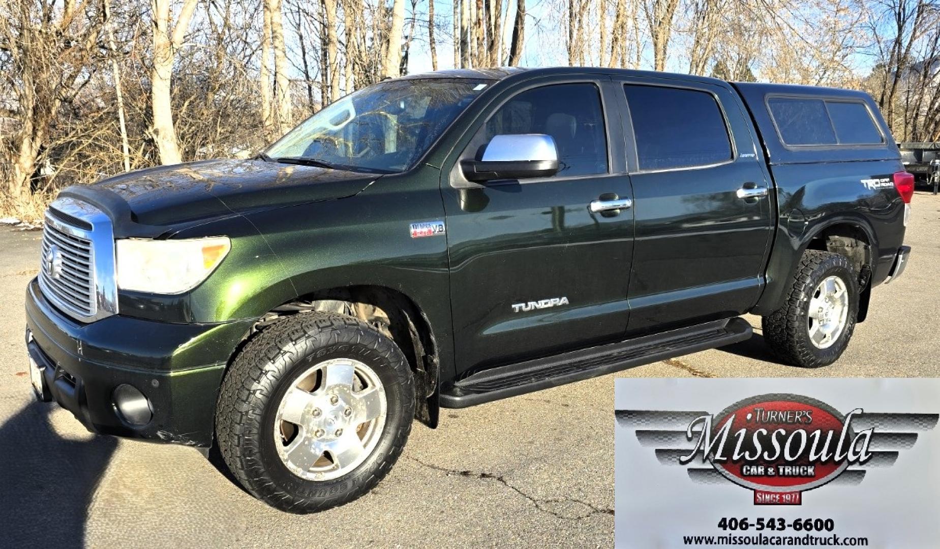 2013 Green /Gray Toyota Tundra Limited 5.7L CrewMax 4WD (5TFHY5F18DX) with an 5.7L V8 DOHC 32V engine, 6-Speed Automatic Overdrive transmission, located at 450 N Russell, Missoula, MT, 59801, (406) 543-6600, 46.874496, -114.017433 - Reliable 4WD Tundra Limited. 5.7L V8 Engine. 6 Speed Automatic Transmission. It's a Crewmax so there is a crazy amount of room in the Cab. Power Heated Front Seats. Power Sunroof. Backup Camera. Air. Cruise. Tilt. AM FM CD. Bluetooth. Backup Camera. Running Boards. Comes with a Nice Topper. Toyota - Photo#7
