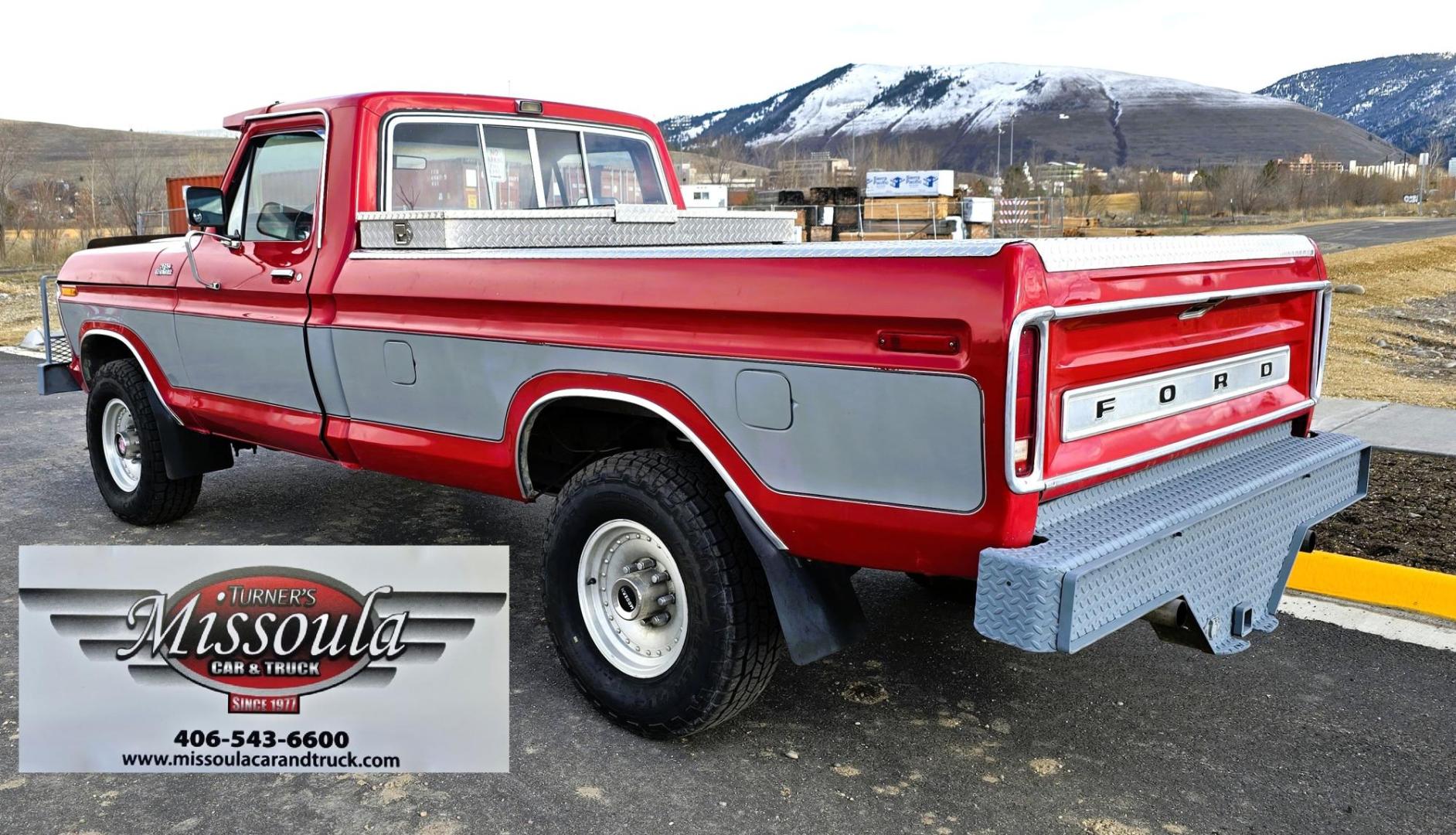 1979 Red and Silver /Red Ford F-150 Ranger (F15JREG8225) with an 460 V8 engine, Automatic transmission, located at 450 N Russell, Missoula, MT, 59801, (406) 543-6600, 46.874496, -114.017433 - This sharp-looking classic Ford pickup offers a unique blend of components. Although the title lists it as an F150 due to a cab replacement—the new cab being a 1/2 ton with an F150 VIN number—the rest of the vehicle is essentially an F250. All major features except the cab reflect a 3/4 ton conf - Photo#3