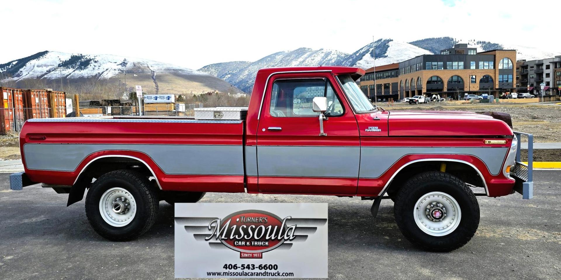 1979 Red and Silver /Red Ford F-150 Ranger (F15JREG8225) with an 460 V8 engine, Automatic transmission, located at 450 N Russell, Missoula, MT, 59801, (406) 543-6600, 46.874496, -114.017433 - This sharp-looking classic Ford pickup offers a unique blend of components. Although the title lists it as an F150 due to a cab replacement—the new cab being a 1/2 ton with an F150 VIN number—the rest of the vehicle is essentially an F250. All major features except the cab reflect a 3/4 ton conf - Photo#6