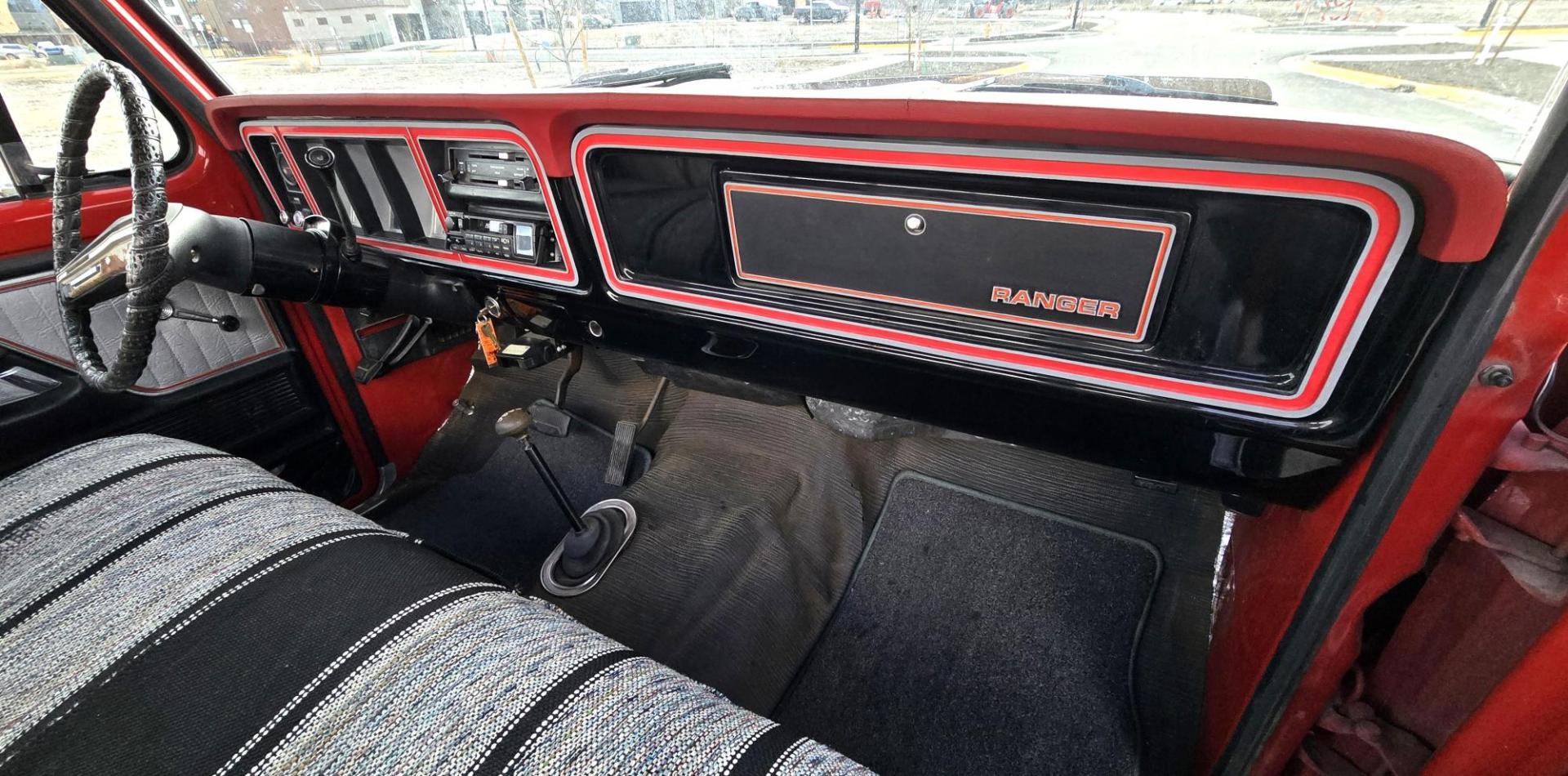 1979 Red and Silver /Red Ford F-150 Ranger (F15JREG8225) with an 460 V8 engine, Automatic transmission, located at 450 N Russell, Missoula, MT, 59801, (406) 543-6600, 46.874496, -114.017433 - This sharp-looking classic Ford pickup offers a unique blend of components. Although the title lists it as an F150 due to a cab replacement—the new cab being a 1/2 ton with an F150 VIN number—the rest of the vehicle is essentially an F250. All major features except the cab reflect a 3/4 ton conf - Photo#12