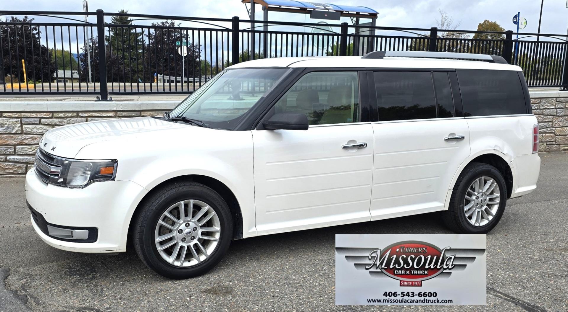 2015 White Ford Flex SEL AWD (2FMHK6C84FB) with an 3.5L V6 DOHC 24V engine, 6A transmission, located at 450 N Russell, Missoula, MT, 59801, (406) 543-6600, 46.874496, -114.017433 - Rare Find. Ford Flex AWD. 2.5L V6 Engine. The Good News is it Runs and Drives Amazing and only has 128K Miles. The bad news is there are a couple good sized dents. Air Conditioning Blows Cold. AM FM CD Player. 3rd Row Seating. Backup Camera. Power Front Seats. Touch Screen isn't working so the heate- Photo#0