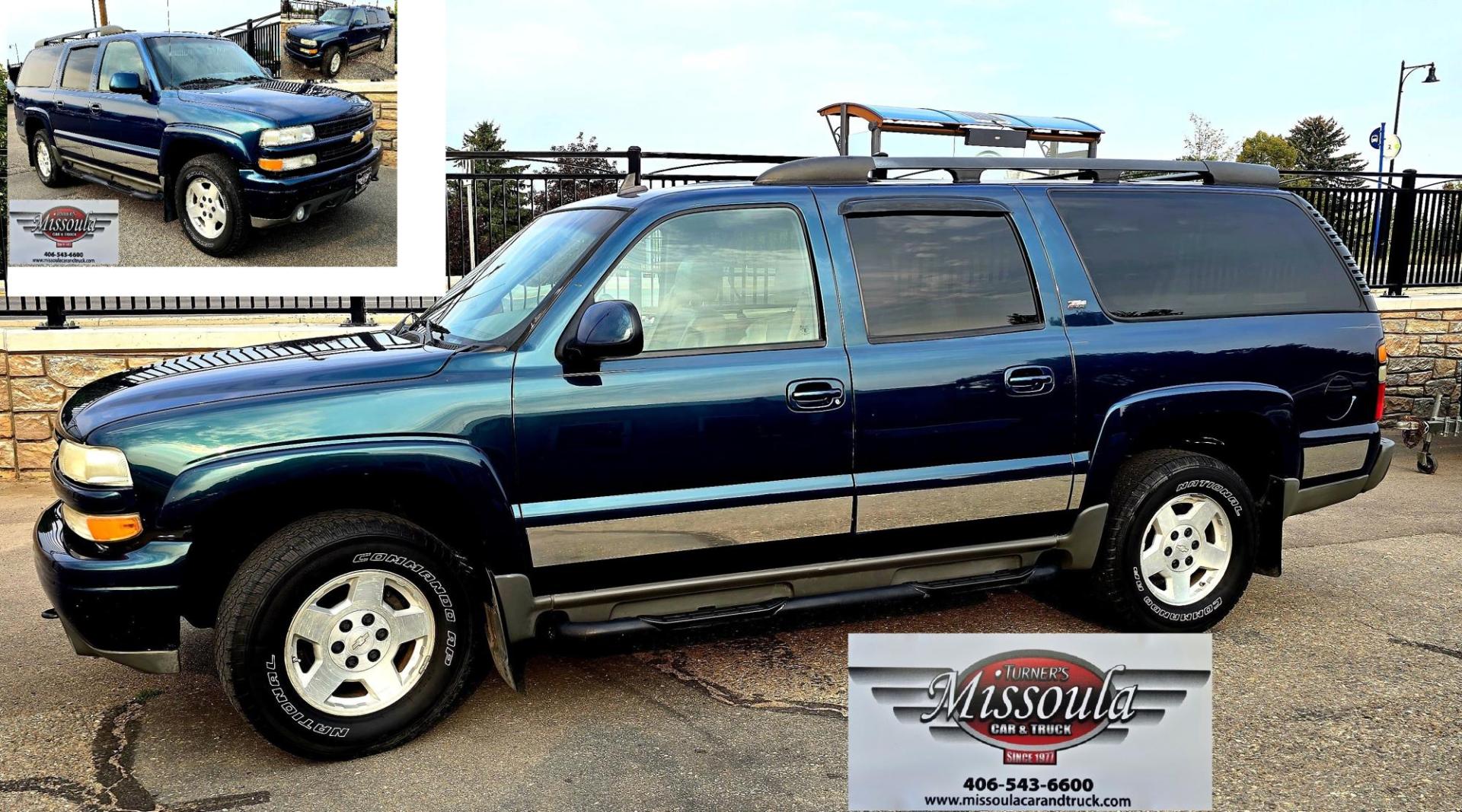 2006 Teal /Grey Leather Chevrolet Suburban Z71 Z71 (3GNFK16Z56G) with an 5.3L V8 SFI engine, Automatic transmission, located at 450 N Russell, Missoula, MT, 59801, (406) 543-6600, 46.874496, -114.017433 - Photo#0