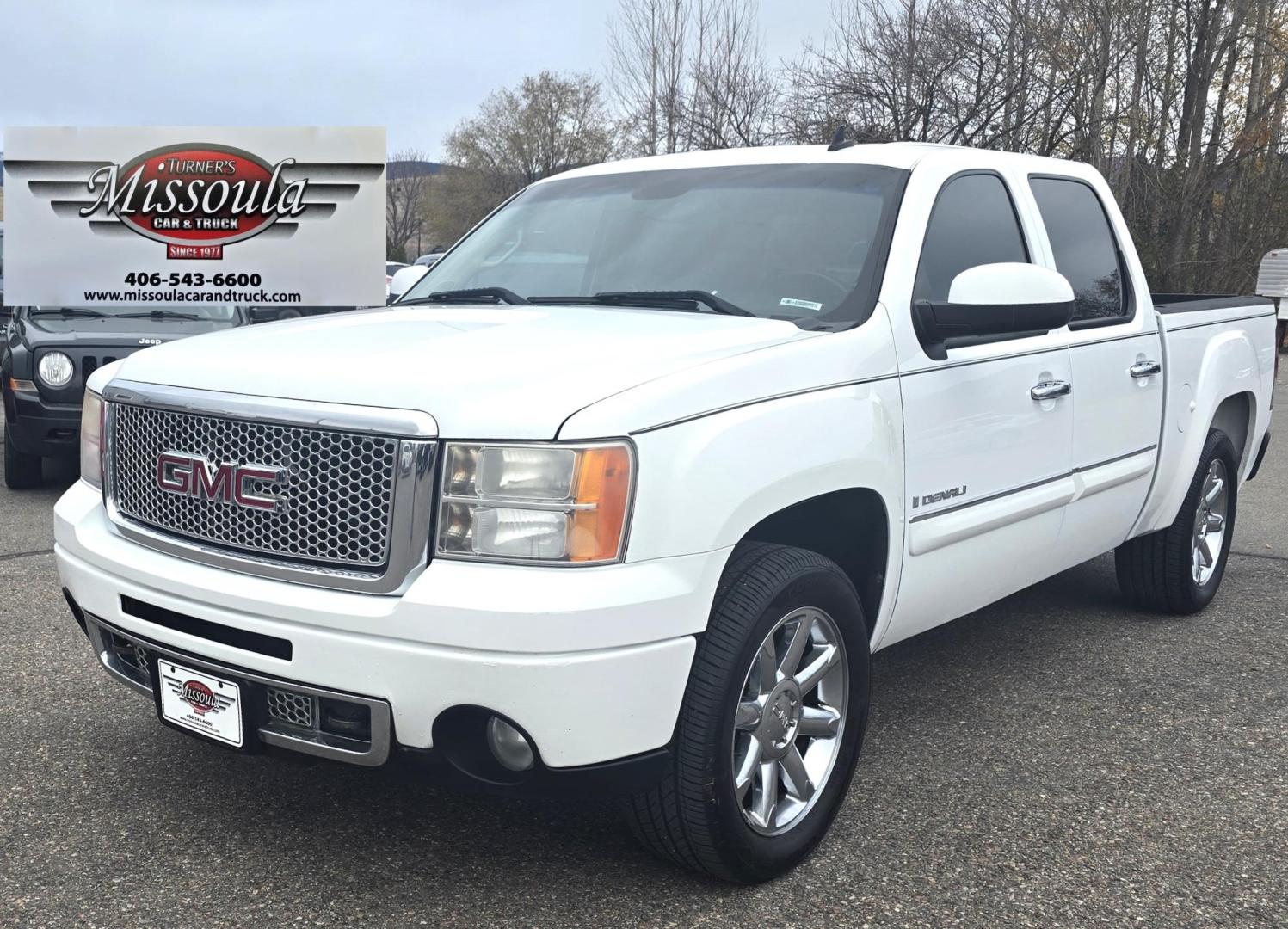2008 White /Black Leather GMC Sierra 1500 Denali (2GTEK638381) with an 6.2L V8 SFI engine, Automatic transmission, located at 450 N Russell, Missoula, MT, 59801, (406) 543-6600, 46.874496, -114.017433 - GMC's top of the line Denali package. AWD. Powerful 6.2L v8 Engine. Automatic Transmission. Black leather interior. Heated Power Seats. Navigation. Power Sunroof. Air. Cruise. Tilt. Bedliner. AM FM CD Bluetooth. Nice Cooper Radials. Because of the miles, Financing is NOT Available on this Truck. - Photo#1