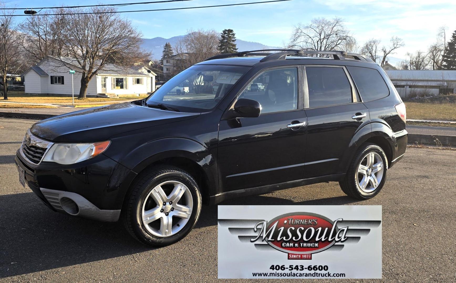 2009 Black /Grey Cloth Subaru Forester Premium (JF2SH63699H) with an 2.5L H4 SOHC 16V engine, 4-Speed Automatic transmission, located at 450 N Russell, Missoula, MT, 59801, (406) 543-6600, 46.874496, -114.017433 - Jet Black AWD Subaru. 2.5L Engine. Has all the necessary Subaru Maintenance. New Timing Belt. New Water Pump. New Head Gasket. New Radiator. Runs amazing. Automatic Transmission. Power Sunroof. Power Drivers Seat. Heated Front Seat.Air. Cruise. Tilt. Power Windows and Locks. Yokohama Tires. We Fin - Photo#1