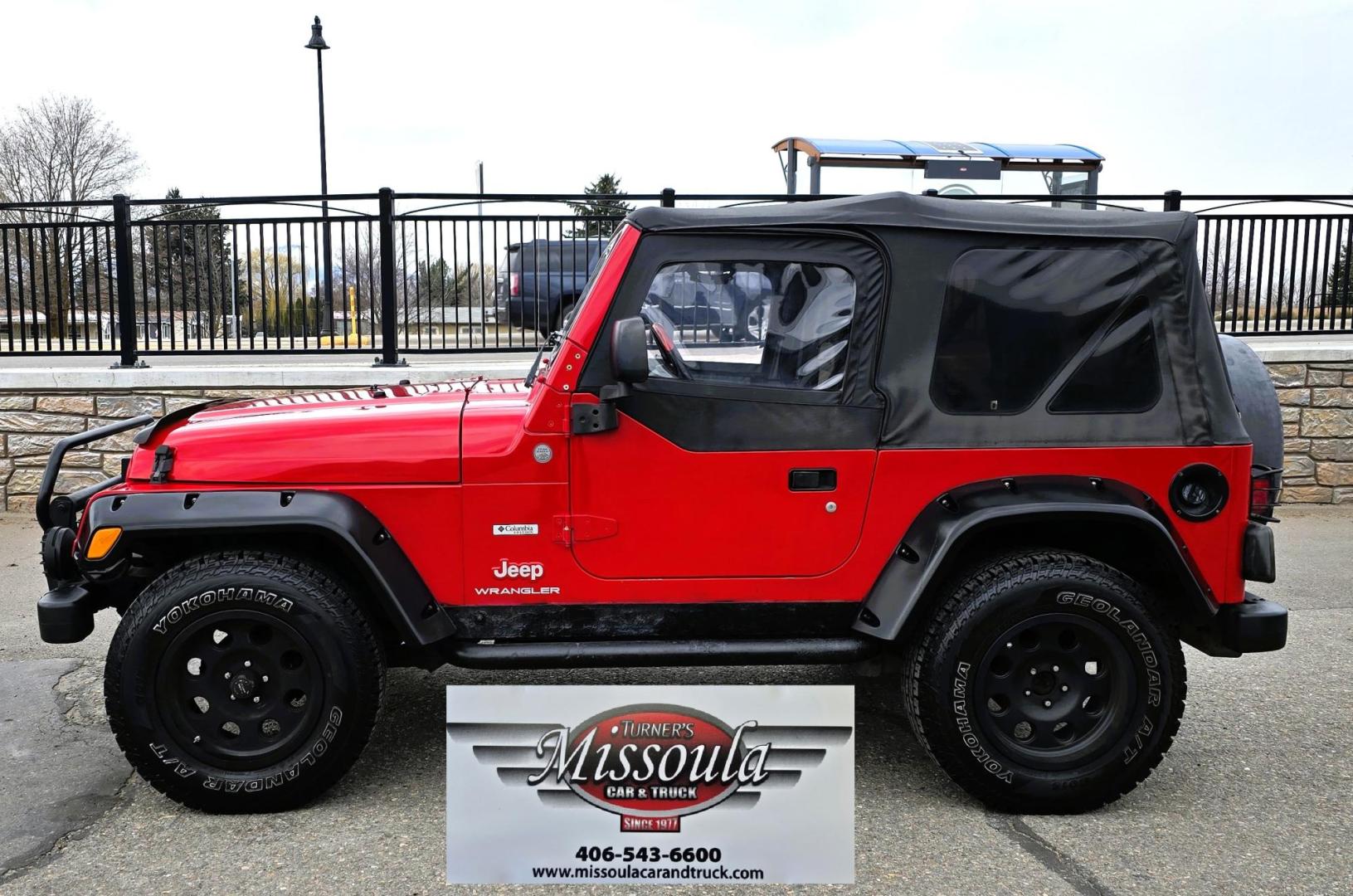 2004 Red Jeep Wrangler Columbia Edition (1J4FA39S54P) with an 4.0L L6 OHV 12V engine, Automatic transmission, located at 450 N Russell, Missoula, MT, 59801, (406) 543-6600, 46.874496, -114.017433 - Excellent Condition Jeep Wrangler X in a Rare Columbia Edition. Comes with the near Bullet Proof 4.0L Straight 6 Engine. Automatic Transmission that was replaced about 10K miles ago. Air Conditioning. Cloth Top. Has a winch on the front but no remote cable to run it. Does not have a back seat. AM FM - Photo#0