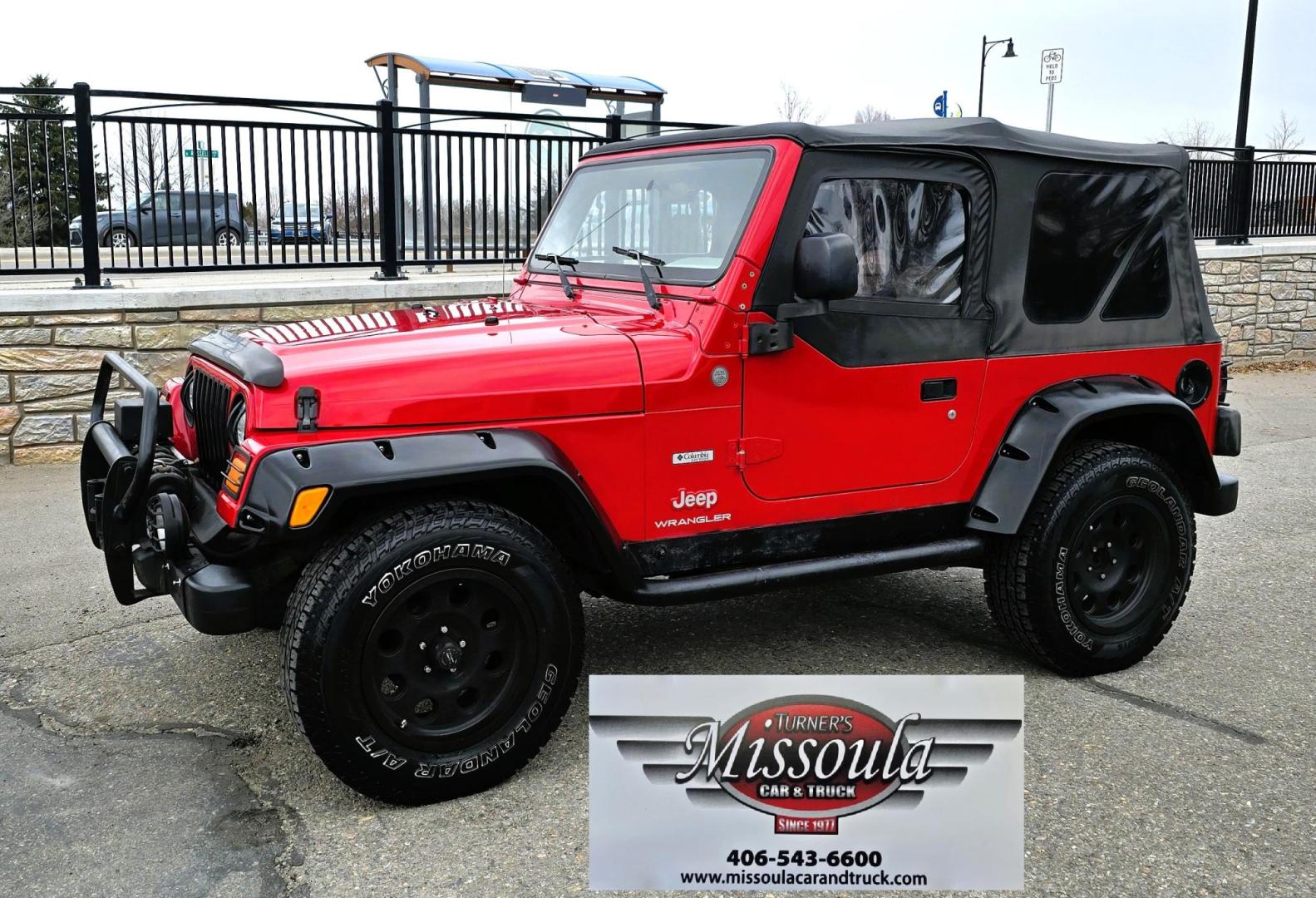 2004 Red Jeep Wrangler Columbia Edition (1J4FA39S54P) with an 4.0L L6 OHV 12V engine, Automatic transmission, located at 450 N Russell, Missoula, MT, 59801, (406) 543-6600, 46.874496, -114.017433 - Excellent Condition Jeep Wrangler X in a Rare Columbia Edition. Comes with the near Bullet Proof 4.0L Straight 6 Engine. Automatic Transmission that was replaced about 10K miles ago. Air Conditioning. Cloth Top. Has a winch on the front but no remote cable to run it. Does not have a back seat. AM FM - Photo#1