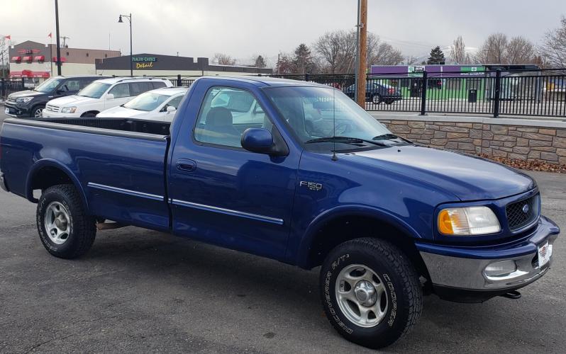 97-03 F150 pickup 4.2L V6 Air Intake MAF Adapter+BLUE Filter