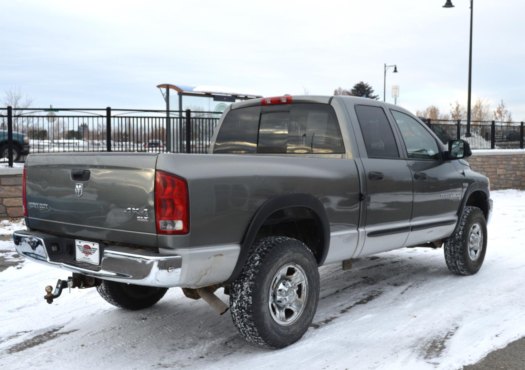 2006 Grey Dodge Ram 2500 Laramie Quad Cab 4WD (3D7KS28D56G) with an 5.7L V8 OHV 16V engine, Automatic transmission, located at 450 N Russell, Missoula, MT, 59801, (406) 543-6600, 46.874496, -114.017433 - Nice Truck. High miles but runs great. 4 Wheel Drive. Good Tires. Automatic Transmission. Air Conditioning. Power Windows and Locks. Cruise. Tilt. - Photo #3