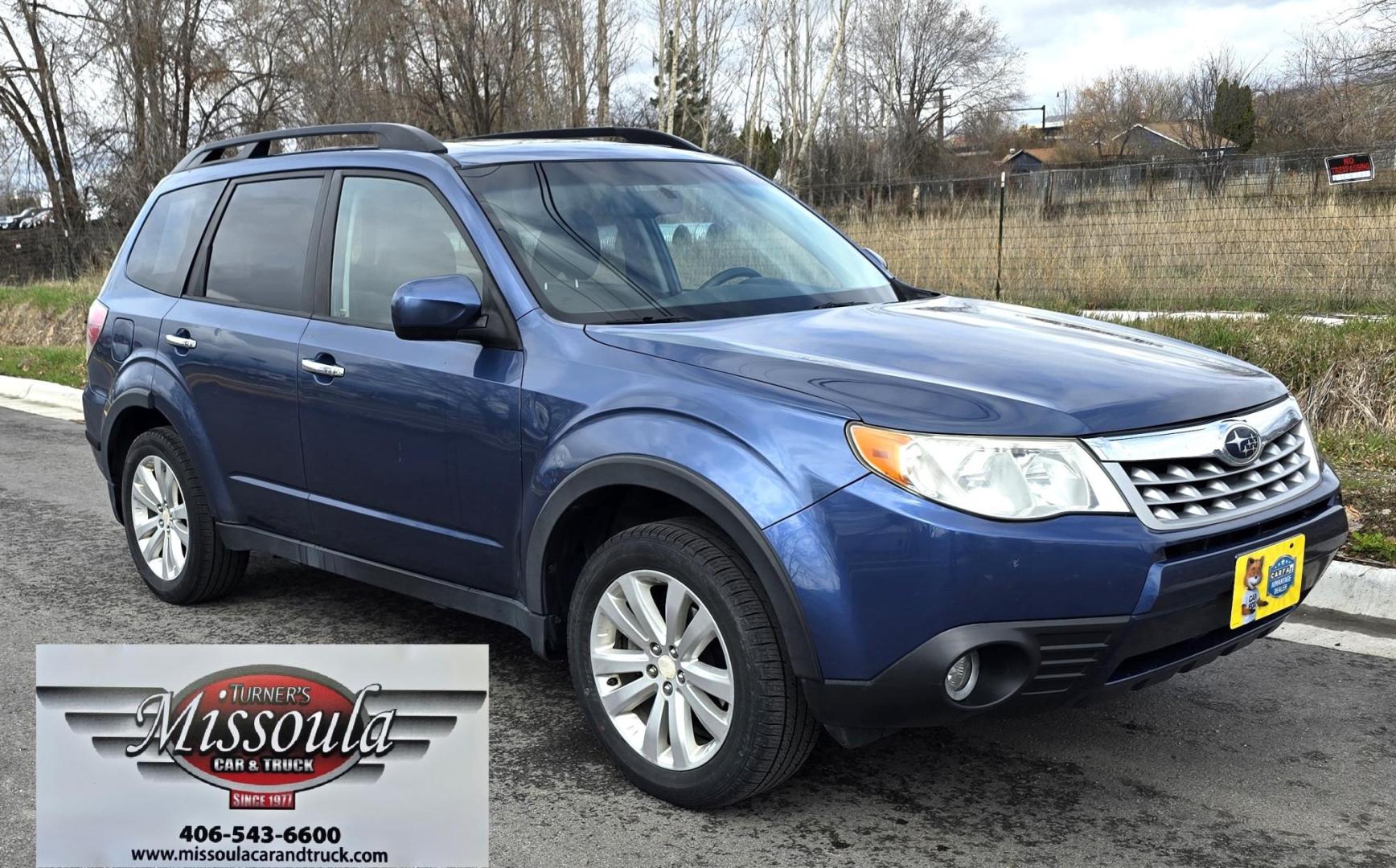 2011 Blue Subaru Forester 2.5X Premium (JF2SHBDC6BG) with an 2.5L H4 SOHC 16V engine, 5-Speed Manual transmission, located at 450 N Russell, Missoula, MT, 59801, (406) 543-6600, 46.874496, -114.017433 - All Wheel Drive. 2.5L H4 Engine. 5 Speed Manual Transmission. Air. Cruise. Tilt. Power Drivers Seat. Power Sun Roof. Heated Seats. Timing Chain, not a Timing Belt. Clean Title and Carfax. - Photo#1