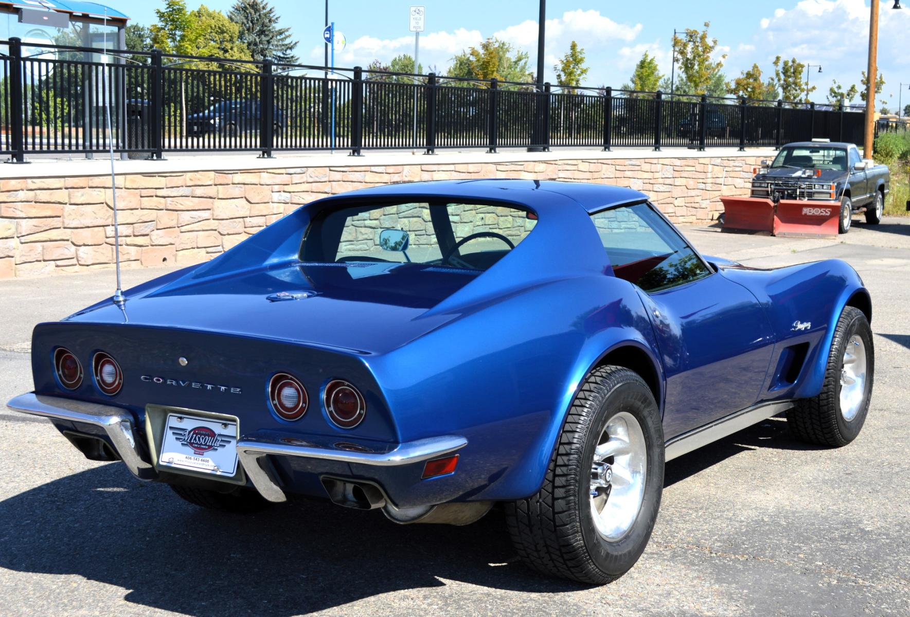 1973 Blue /Black Chevrolet Corvette Stingray (1Z37J3S4290) with an 350 engine, 4-Speed Manual transmission, located at 450 N Russell, Missoula, MT, 59801, (406) 543-6600, 46.874496, -114.017433 - Classy Looking Vette. Beautiful Blue. 4 Speed Manual Transmission. 350 Engine This vehicle is more then 20 years old and is not eligible for lending through our finance companies. - Photo #9
