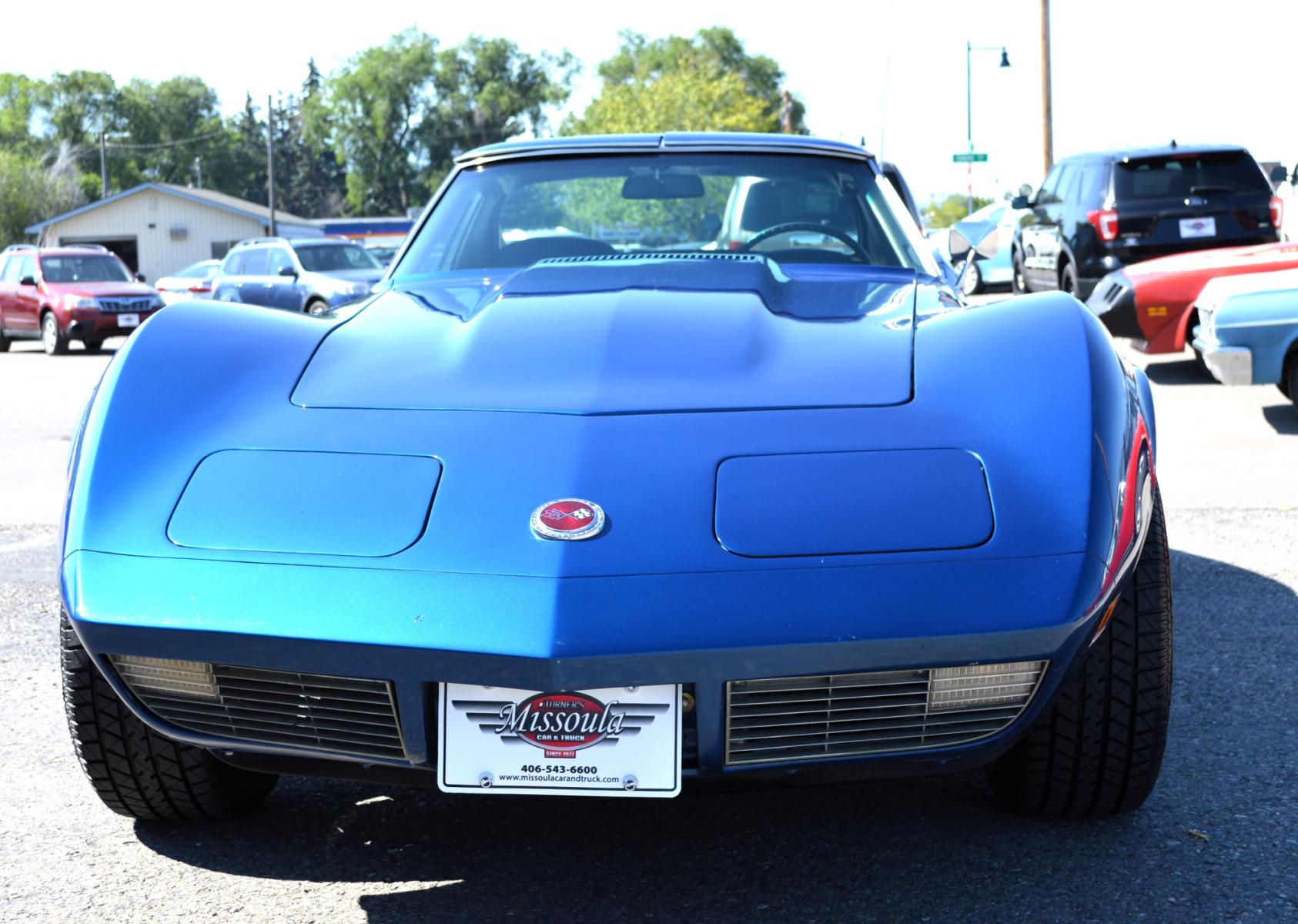 1973 Blue /Black Chevrolet Corvette Stingray (1Z37J3S4290) with an 350 engine, 4-Speed Manual transmission, located at 450 N Russell, Missoula, MT, 59801, (406) 543-6600, 46.874496, -114.017433 - Classy Looking Vette. Beautiful Blue. 4 Speed Manual Transmission. 350 Engine This vehicle is more then 20 years old and is not eligible for lending through our finance companies. - Photo #4