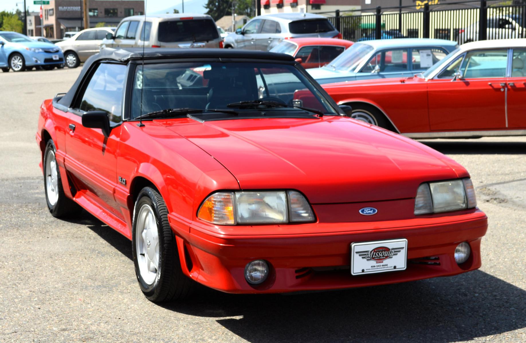 1991 Red /Black Ford Mustang GT convertible (1FACP45E3MF) with an 5.0L V8 OHV 16V engine, Automatic transmission, located at 450 N Russell, Missoula, MT, 59801, (406) 543-6600, 46.874496, -114.017433 - Nice little Convertible. Under 75K Original Miles. Power Windows. Air Conditioning. Lumbar Support. Cruise Control. AM/FM Cassette. This vehicle is more then 20 years old and is not eligible for lending through our finance companies. - Photo #6