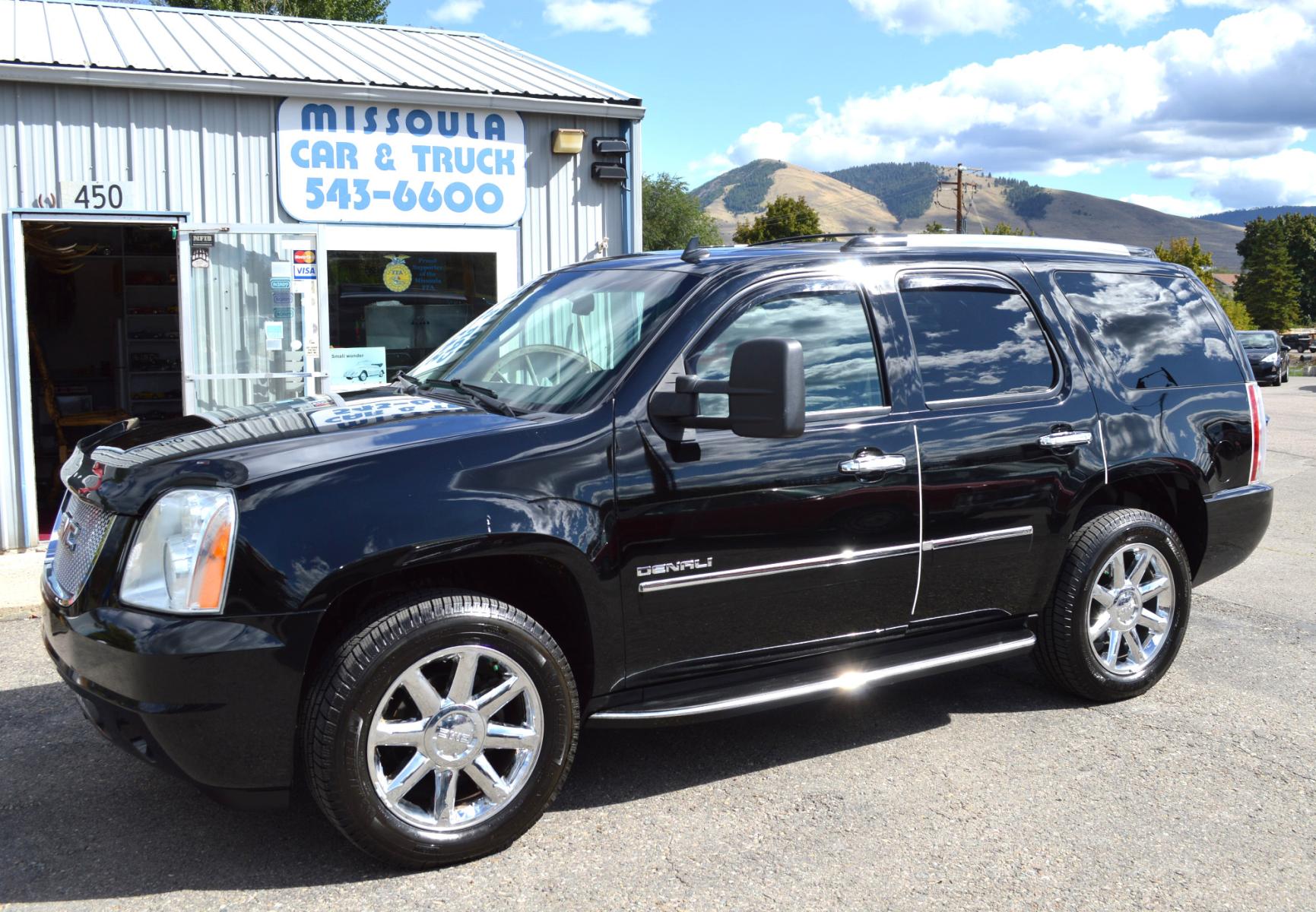 2013 Black /Black GMC Yukon Denali 4WD (1GKS2EEF6DR) with an 6.2L V8 OHV 16V engine, 6-Speed Automatic transmission, located at 450 N Russell, Missoula, MT, 59801, (406) 543-6600, 46.874496, -114.017433 - Excellent Condition SUV. Leather Heated Power Seats. Rear Bucket Seats. 3rd Row Seating. Power Sunroof. Rear Entertainment. Rear Climate Control. Like New Michelin Tires - Photo #0