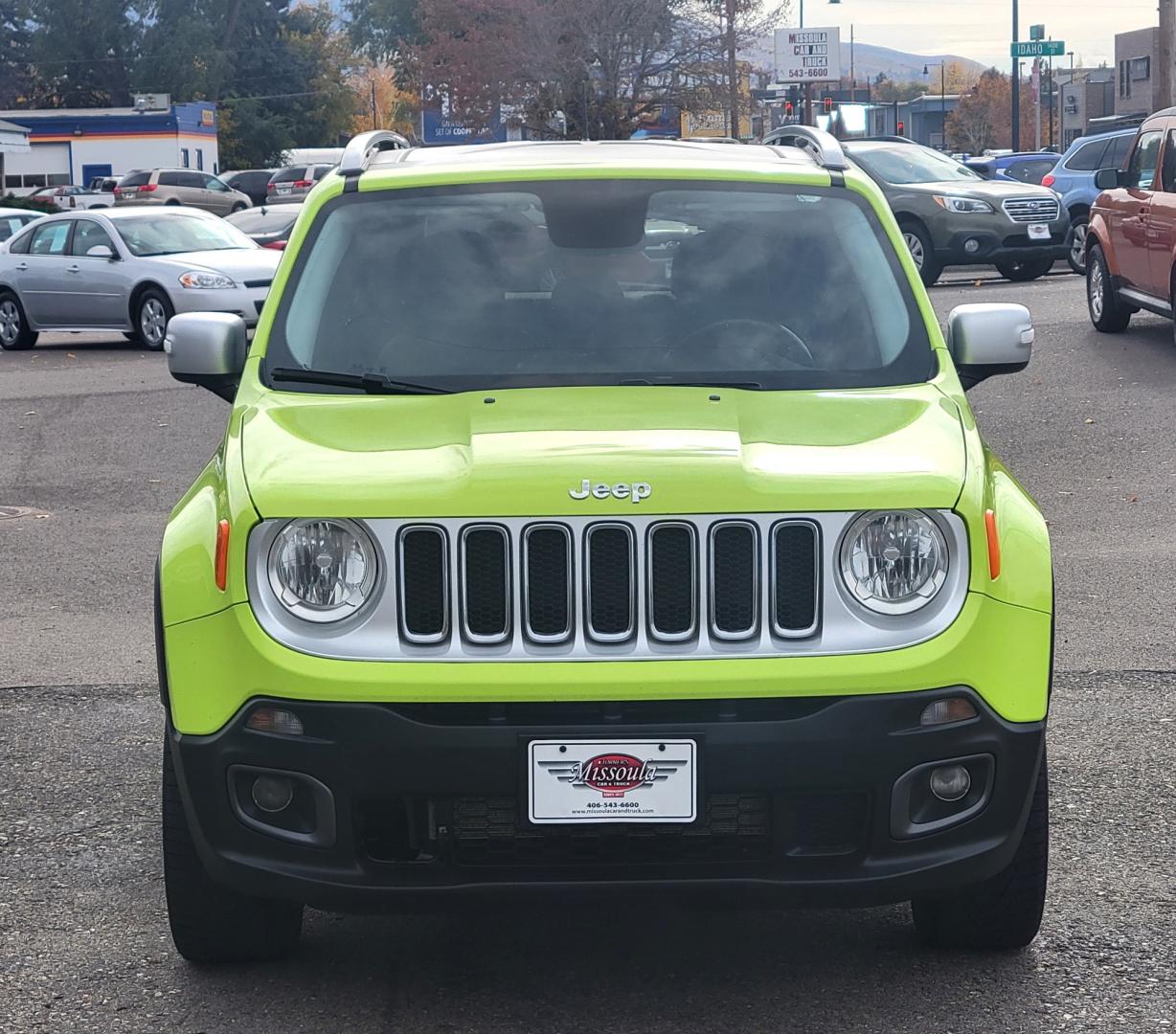 2017 Hyper Green /Black Jeep Renegade Limited 4WD (ZACCJBDB9HP) with an 2.4L L4 DOHC 16V engine, 9A transmission, located at 450 N Russell, Missoula, MT, 59801, (406) 543-6600, 46.874496, -114.017433 - Photo#2