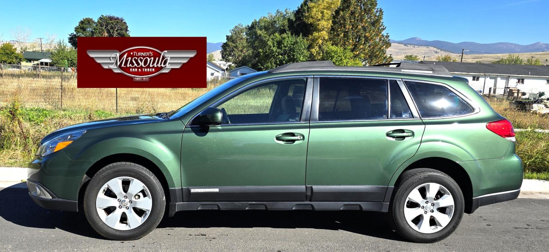 2011 Green /White Subaru Outback 2.5i Premium (4S4BRBFC2B3) with an 2.5L H4 DOHC 16V engine, Continuously Variable Transmisson transmission, located at 450 N Russell, Missoula, MT, 59801, (406) 543-6600, 46.874496, -114.017433 - Photo#0