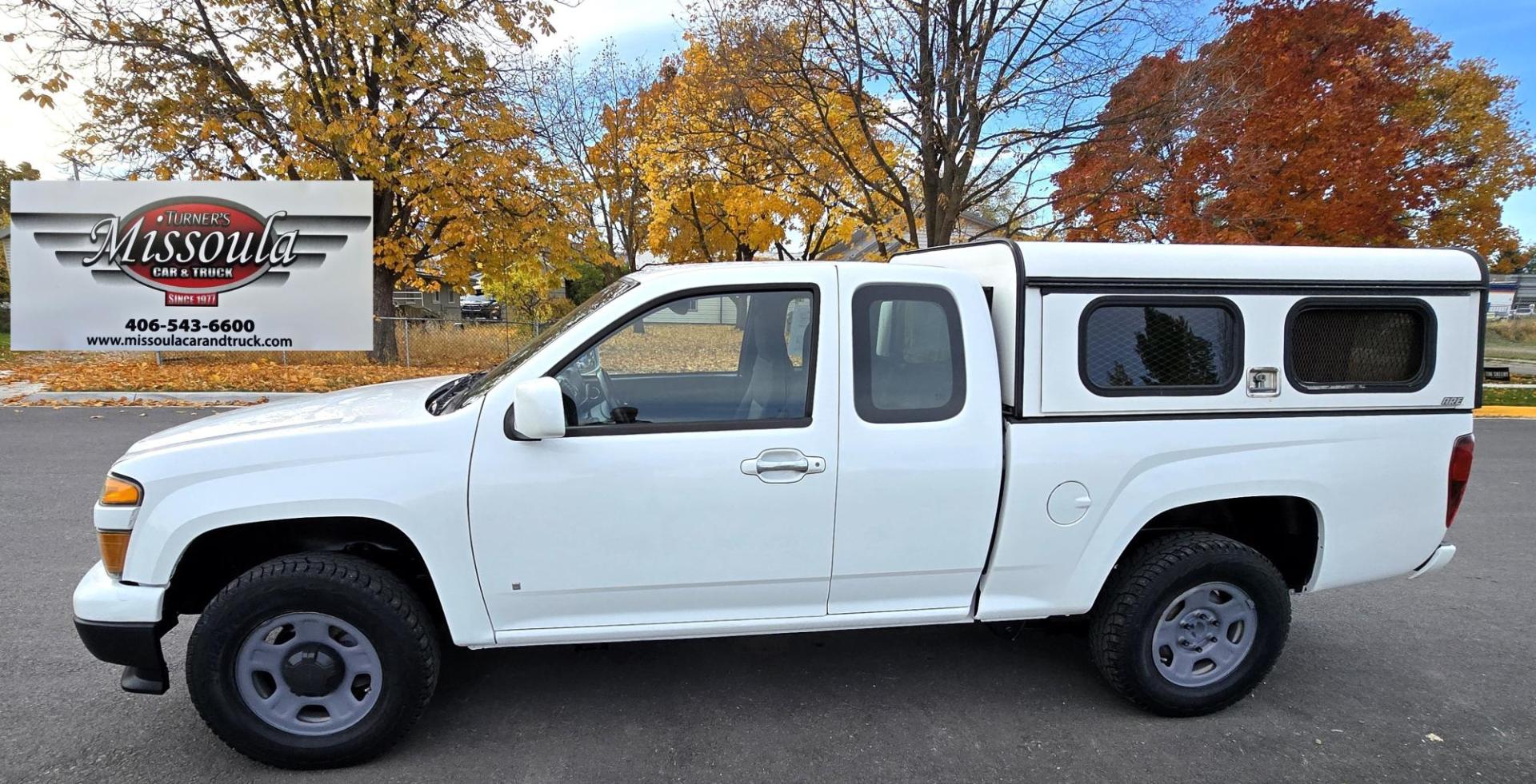 2009 White /Black Chevrolet Colorado Work Truck Ext. Cab 4WD (1GCDT19E998) with an 3.7L L5 DOHC 20V engine, Automatic transmission, located at 450 N Russell, Missoula, MT, 59801, (406) 543-6600, 46.874496, -114.017433 - 1 Owner. Clean Carfax. Former Missoula Animal Control Truck with Nice Topper. 4WD. 3.7L I5 Engine. Automatic Transmission. Air Conditioning. Cruise Control. Power Windows and Locks. Comes with Original Tailgate in case you want to take the topper off. - Photo#0