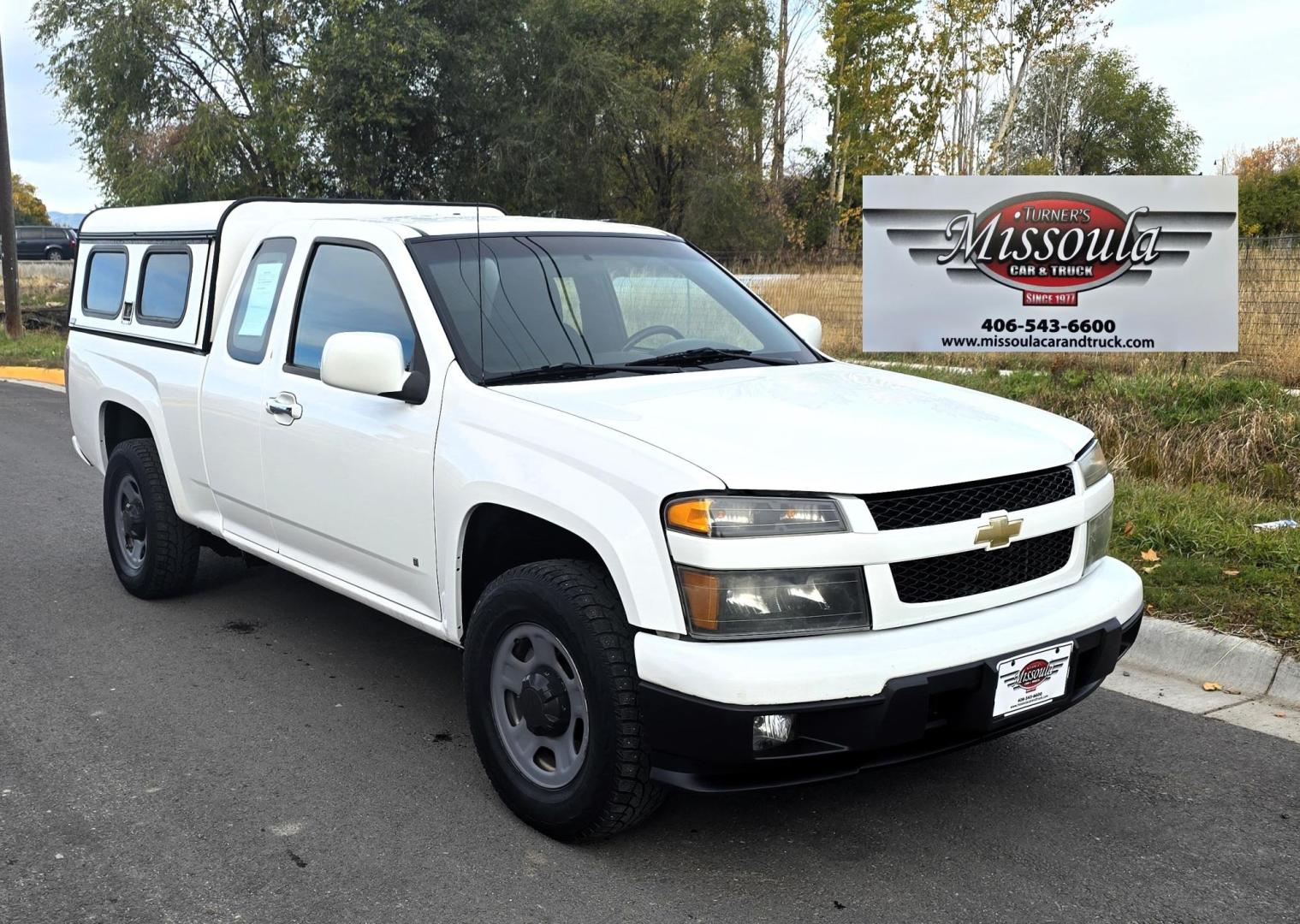 2009 White /Black Chevrolet Colorado Work Truck Ext. Cab 4WD (1GCDT19E998) with an 3.7L L5 DOHC 20V engine, Automatic transmission, located at 450 N Russell, Missoula, MT, 59801, (406) 543-6600, 46.874496, -114.017433 - 1 Owner. Clean Carfax. Former Missoula Animal Control Truck with Nice Topper. 4WD. 3.7L I5 Engine. Automatic Transmission. Air Conditioning. Cruise Control. Power Windows and Locks. Comes with Original Tailgate in case you want to take the topper off. - Photo#2