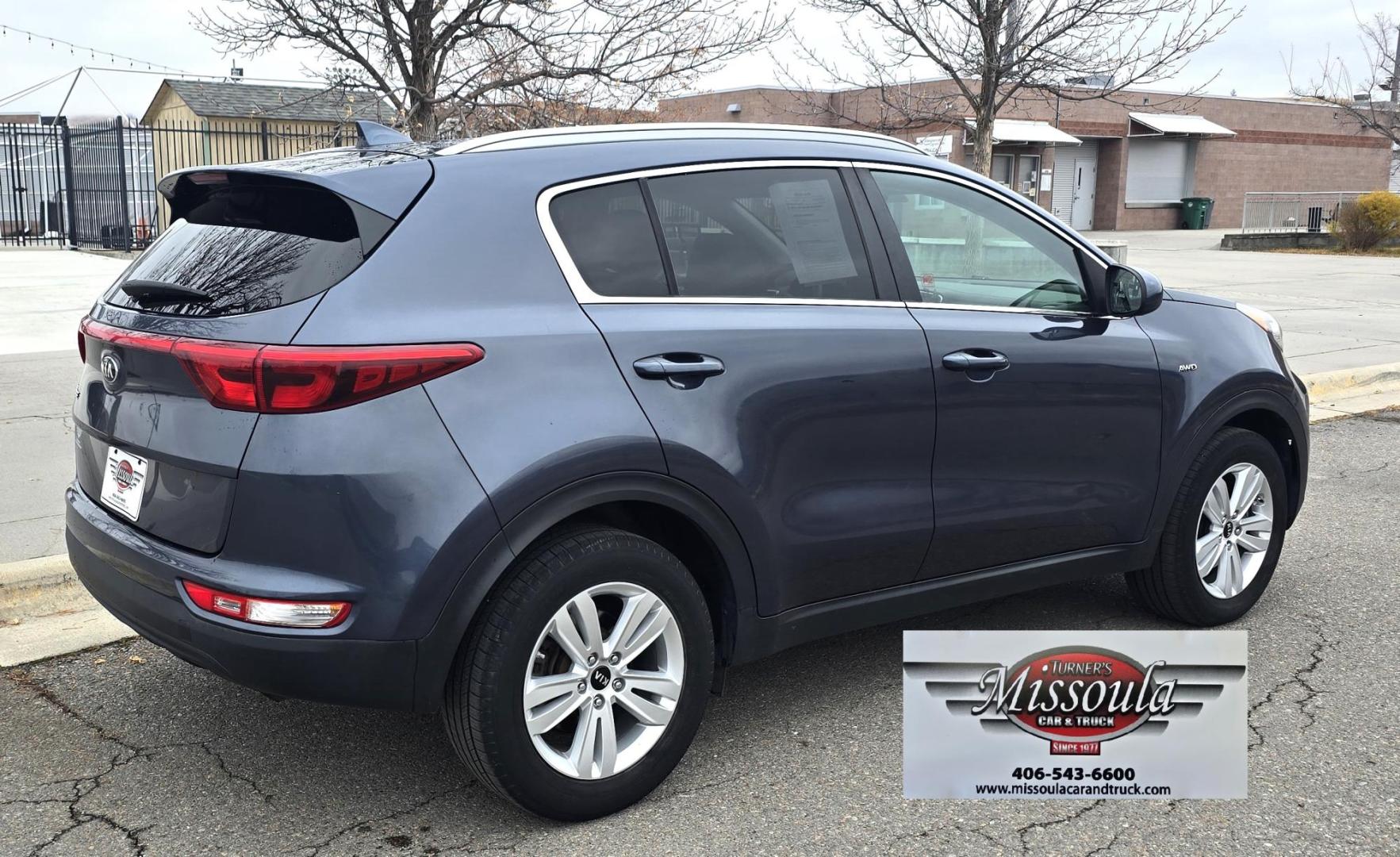 2017 Blue /White Kia Sportage LX AWD (KNDPMCACXH7) with an 2.4L V6 DOHC 24V engine, 6A transmission, located at 450 N Russell, Missoula, MT, 59801, (406) 543-6600, 46.874496, -114.017433 - Great Running AWD SUV. 2.4L I4 Engine. 6 Speed Automatic Transmission. Air. Cruise. Tilt. Power Drivers Seat. Heated Front Seats. Am FM Sat. CD Player. Bluetooth Audio and Phone. Backup Camera. 2 Owner Car with a Clean Carfax. - Photo#1