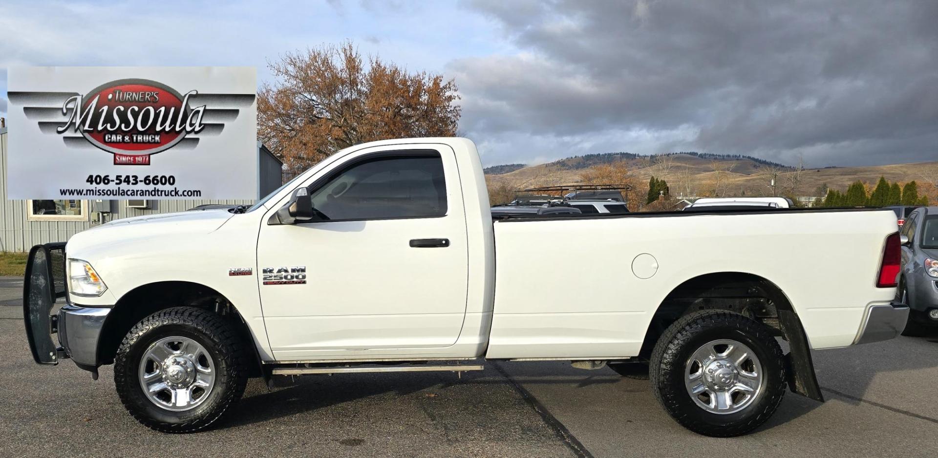 2015 White /Black RAM 2500 Tradesman Regular Cab 4WD (3C6MR5AJ5FG) with an 6.4L V8 engine, 6-Speed Automatic transmission, located at 450 N Russell, Missoula, MT, 59801, (406) 543-6600, 46.874496, -114.017433 - Beastly 4WD Truck. 6.4 Hemi V8. 6 Speed Automatic Transmission. Air. Cruise. Tilt. AM FM Radio. Bed Cover. Running Boards. New Cooper Tires. Runs Amazing. - Photo#1