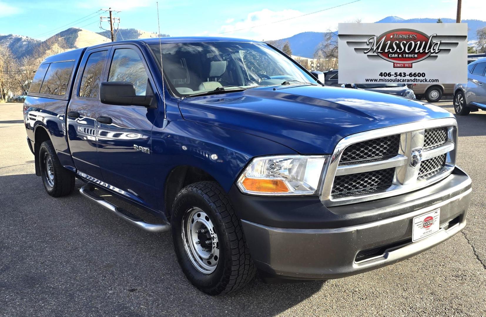 2010 Blue /Black Dodge Ram 1500 Laramie Quad Cab 4WD (1D7RV1GP2AS) with an 4.7L V8 SOHC 16V FFV engine, 5-Speed Automatic transmission, located at 450 N Russell, Missoula, MT, 59801, (406) 543-6600, 46.874496, -114.017433 - Don't let the miles scare you. This Truck runs amazing!! 4 Wheel Drive. Automatic Transmission. 4.7L V8 Engine. Nice matching topper. Air. Cruise. Tilt. Power Windows and Locks. Towing. Because of the miles, Financing is NOT Available. - Photo#5