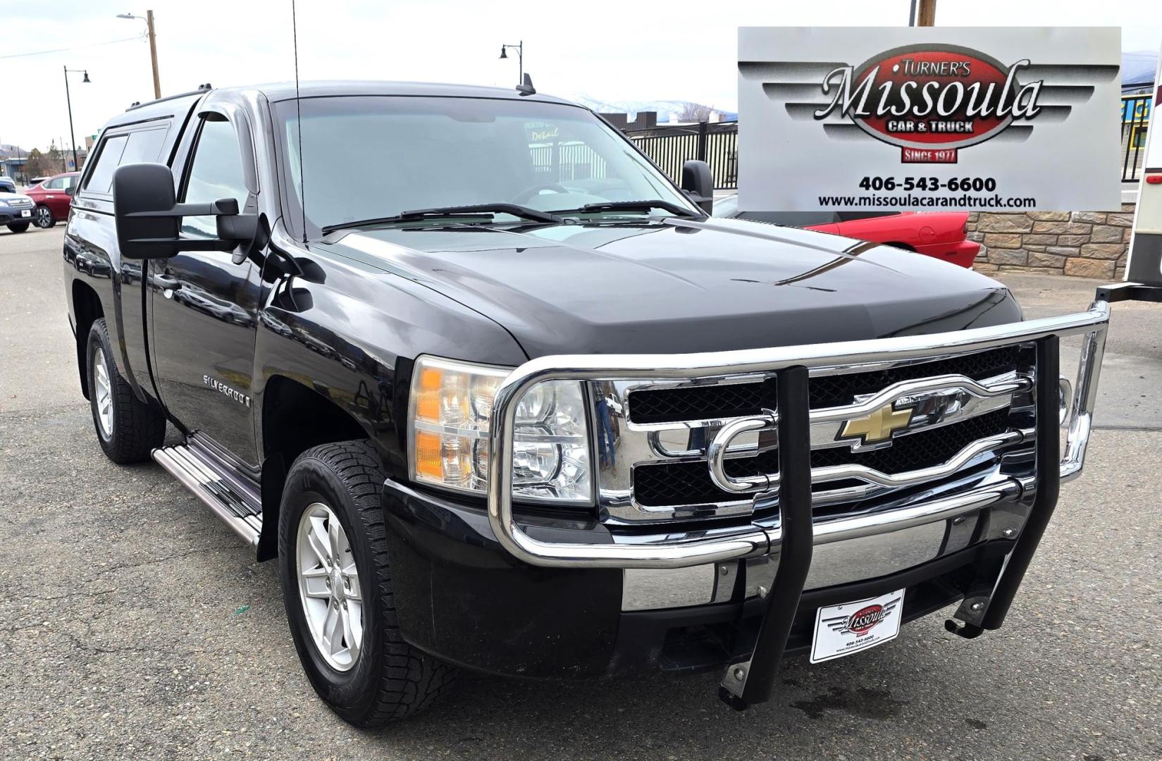 2007 Black /Black Chevrolet Silverado 1500 LT1 2WD (1GCEC14C67Z) with an 4.8L V8 OHV 16V engine, 4-Speed Automatic Overdrive transmission, located at 450 N Russell, Missoula, MT, 59801, (406) 543-6600, 46.874496, -114.017433 - Cute Shorty Chevy with Nice Matching Carpeted Topper. 2 Wheel Drive. 4.8L V8 Engine. Air Conditioning. Tilt. AM FM CD Player. Chrome Grill Guard. Running Boards. - Photo#7