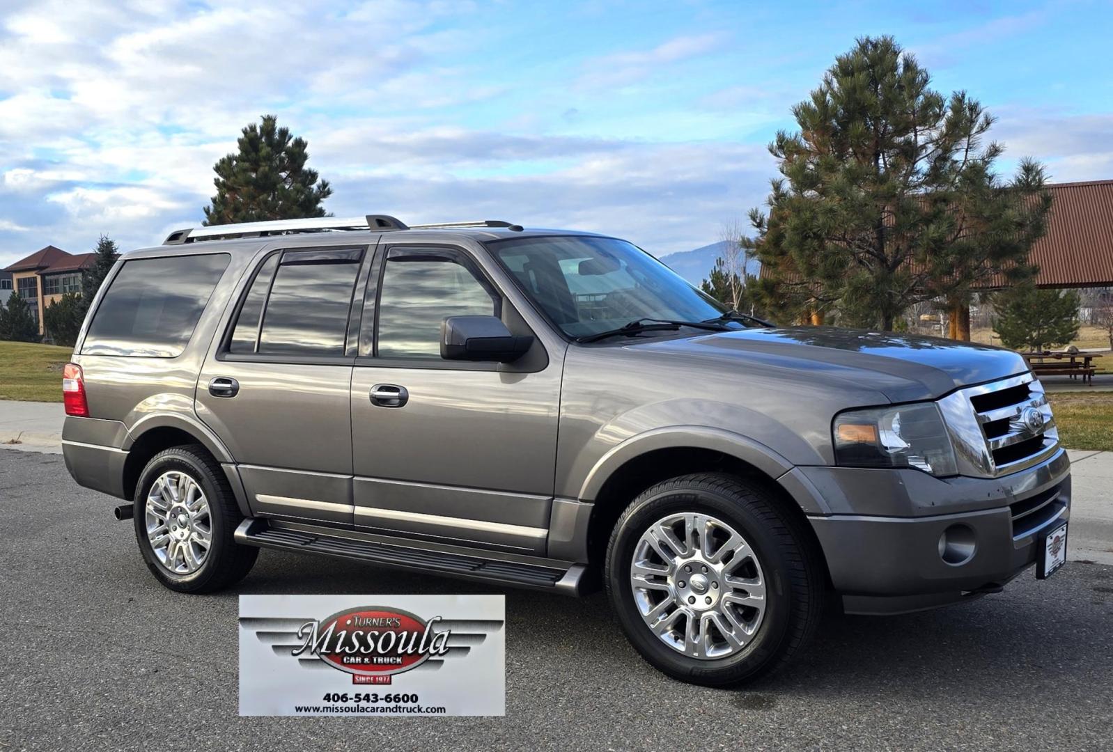 2011 Grey /Tan Ford Expedition Limited 4WD (1FMJU2A50BE) with an 5.4L V8 SOHC 16V FFV engine, 6-Speed Automatic transmission, located at 450 N Russell, Missoula, MT, 59801, (406) 543-6600, 46.874496, -114.017433 - Smooth Driving 4WD SUV. 5.4L V8 Engine. 3rd Row seating. Heated and Cooled Front Seats. Heated Middle Seats. Leather. Power Sunroof. Navigation. Running Boards. Michelin Tires. Remote Start. Bluetooth Phone and Audio. Power Liftgate. - Photo#1