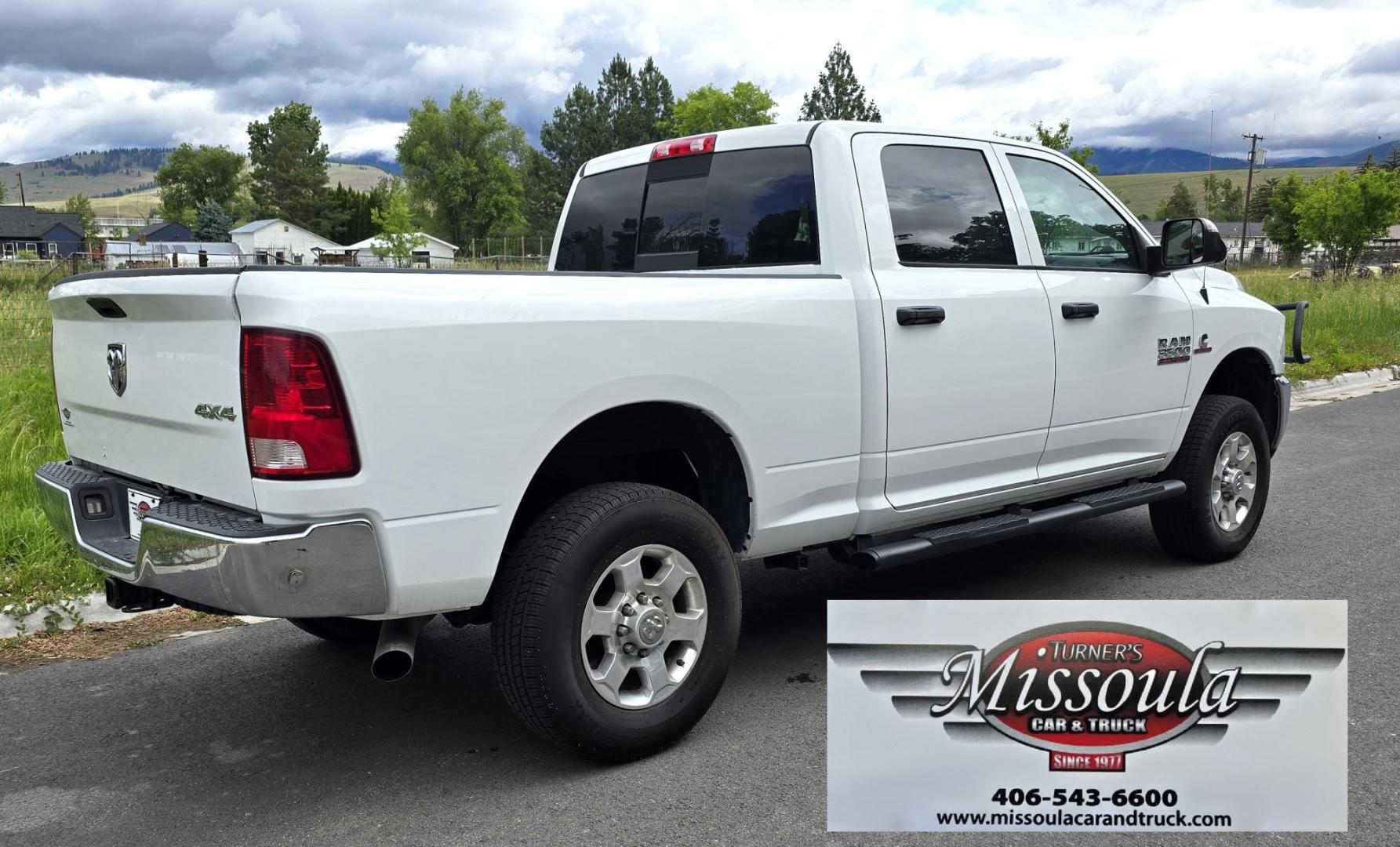 2018 White /Black RAM 3500 Tradesman Crew Cab 4WD (3C63R3CL3JG) with an 6.7L L6 OHV 24V TURBO DIESEL engine, 6A transmission, located at 450 N Russell, Missoula, MT, 59801, (406) 543-6600, 46.874496, -114.017433 - Photo#2
