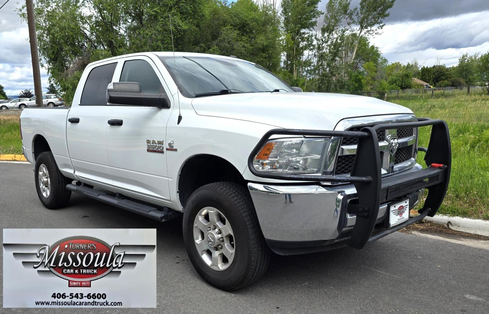 2018 White /Black RAM 3500 Tradesman Crew Cab 4WD (3C63R3CL3JG) with an 6.7L L6 OHV 24V TURBO DIESEL engine, 6A transmission, located at 450 N Russell, Missoula, MT, 59801, (406) 543-6600, 46.874496, -114.017433 - Photo#3