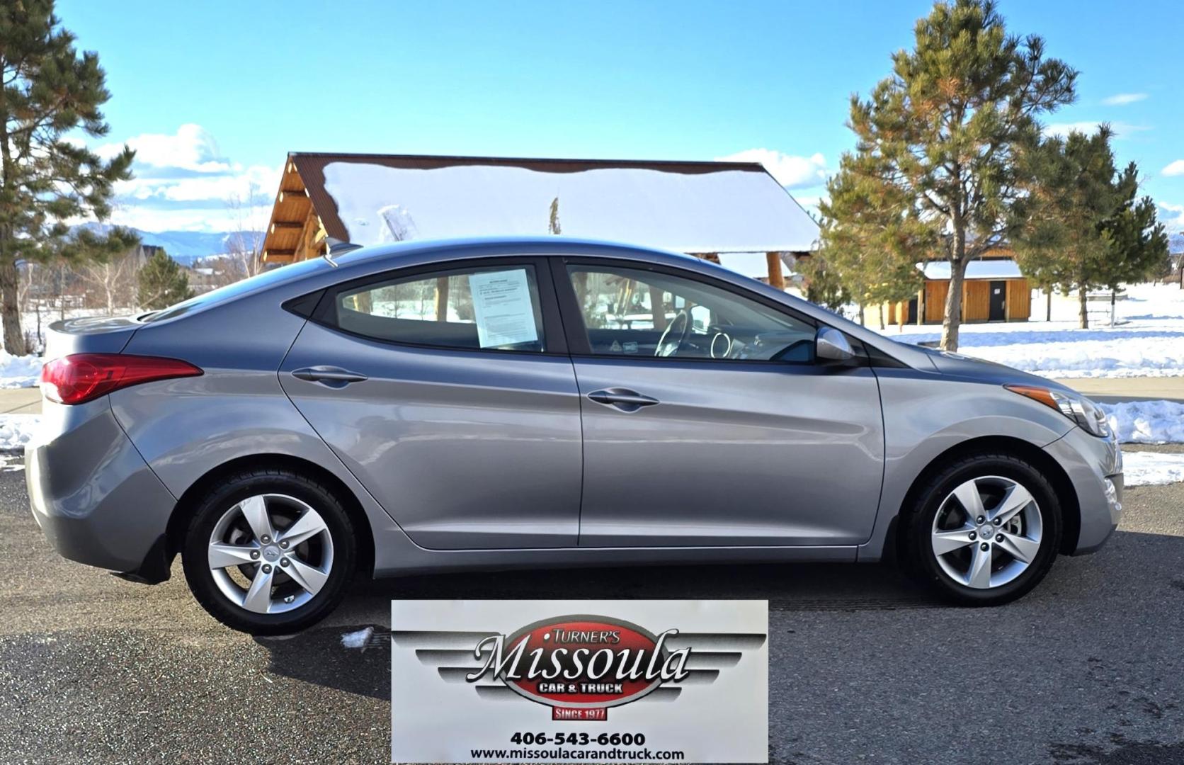 2013 Grey /Gray Hyundai Elantra GLS A/T (KMHDH4AEXDU) with an 1.8L L4 DOHC 16V engine, 6-Speed Automatic transmission, located at 450 N Russell, Missoula, MT, 59801, (406) 543-6600, 46.874496, -114.017433 - Front Wheel Drive Sedan. Excellent Fuel Economy. 1.8L I4 Engine. Automatic Transmission. Air. Cruise. Tilt. Heated Seats. AM FM CD. Bluetooth Audio and Phone. New BF Goodrich Tires. - Photo#0