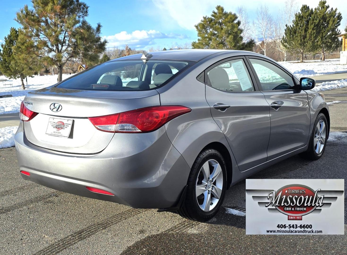 2013 Grey /Gray Hyundai Elantra GLS A/T (KMHDH4AEXDU) with an 1.8L L4 DOHC 16V engine, 6-Speed Automatic transmission, located at 450 N Russell, Missoula, MT, 59801, (406) 543-6600, 46.874496, -114.017433 - Front Wheel Drive Sedan. Excellent Fuel Economy. 1.8L I4 Engine. Automatic Transmission. Air. Cruise. Tilt. Heated Seats. AM FM CD. Bluetooth Audio and Phone. New BF Goodrich Tires. - Photo#5