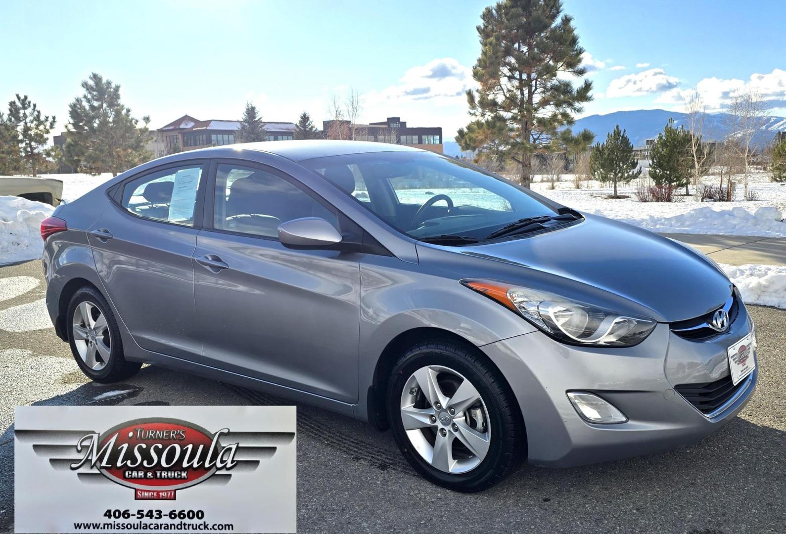 2013 Grey /Gray Hyundai Elantra GLS A/T (KMHDH4AEXDU) with an 1.8L L4 DOHC 16V engine, 6-Speed Automatic transmission, located at 450 N Russell, Missoula, MT, 59801, (406) 543-6600, 46.874496, -114.017433 - Front Wheel Drive Sedan. Excellent Fuel Economy. 1.8L I4 Engine. Automatic Transmission. Air. Cruise. Tilt. Heated Seats. AM FM CD. Bluetooth Audio and Phone. New BF Goodrich Tires. - Photo#2