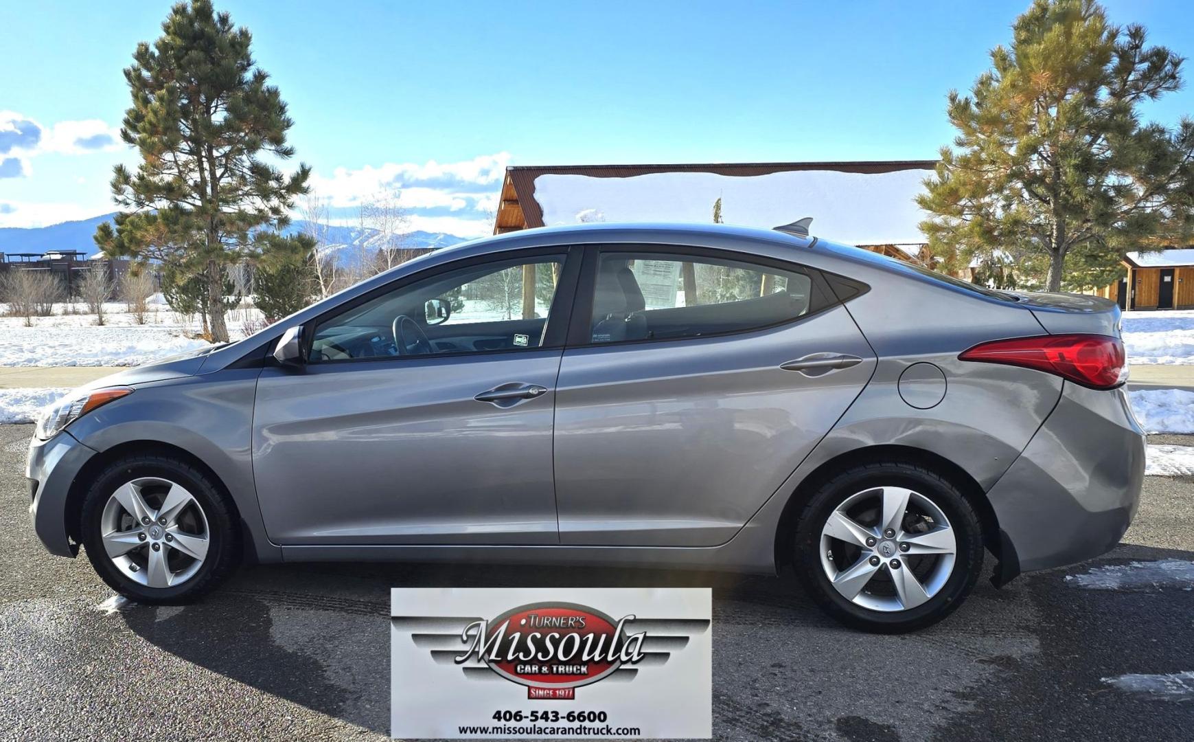2013 Grey /Gray Hyundai Elantra GLS A/T (KMHDH4AEXDU) with an 1.8L L4 DOHC 16V engine, 6-Speed Automatic transmission, located at 450 N Russell, Missoula, MT, 59801, (406) 543-6600, 46.874496, -114.017433 - Front Wheel Drive Sedan. Excellent Fuel Economy. 1.8L I4 Engine. Automatic Transmission. Air. Cruise. Tilt. Heated Seats. AM FM CD. Bluetooth Audio and Phone. New BF Goodrich Tires. - Photo#1