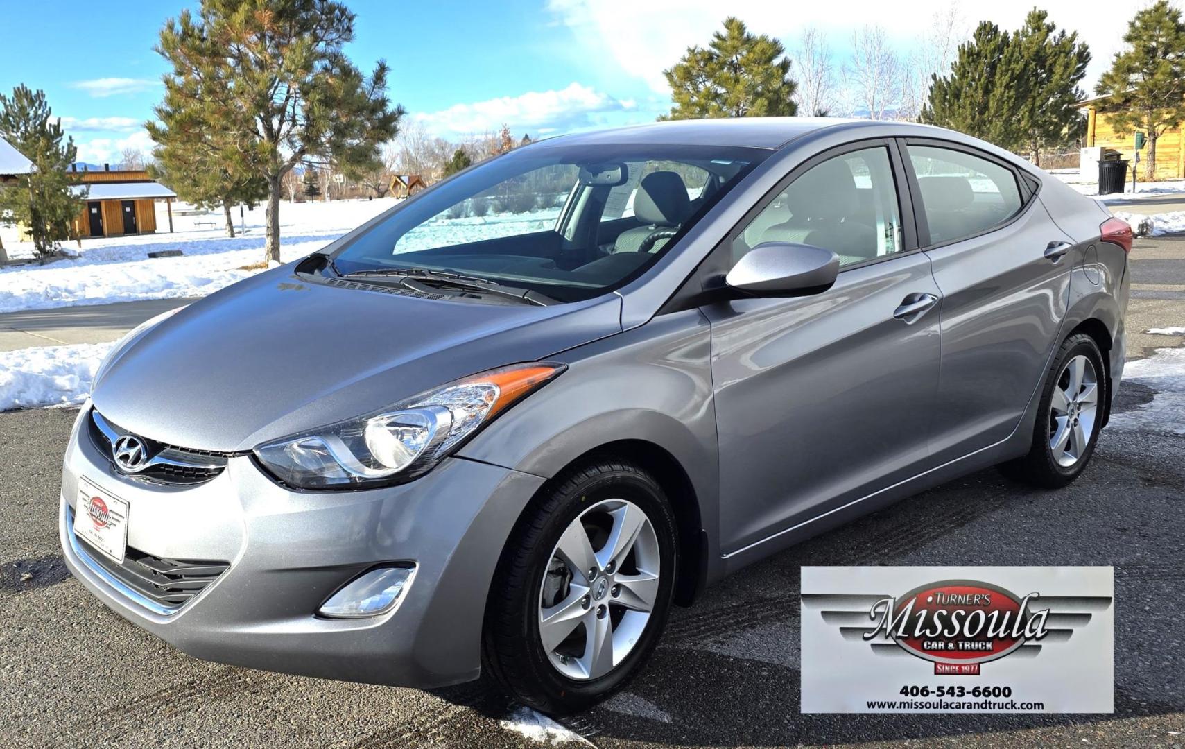 2013 Grey /Gray Hyundai Elantra GLS A/T (KMHDH4AEXDU) with an 1.8L L4 DOHC 16V engine, 6-Speed Automatic transmission, located at 450 N Russell, Missoula, MT, 59801, (406) 543-6600, 46.874496, -114.017433 - Front Wheel Drive Sedan. Excellent Fuel Economy. 1.8L I4 Engine. Automatic Transmission. Air. Cruise. Tilt. Heated Seats. AM FM CD. Bluetooth Audio and Phone. New BF Goodrich Tires. - Photo#3