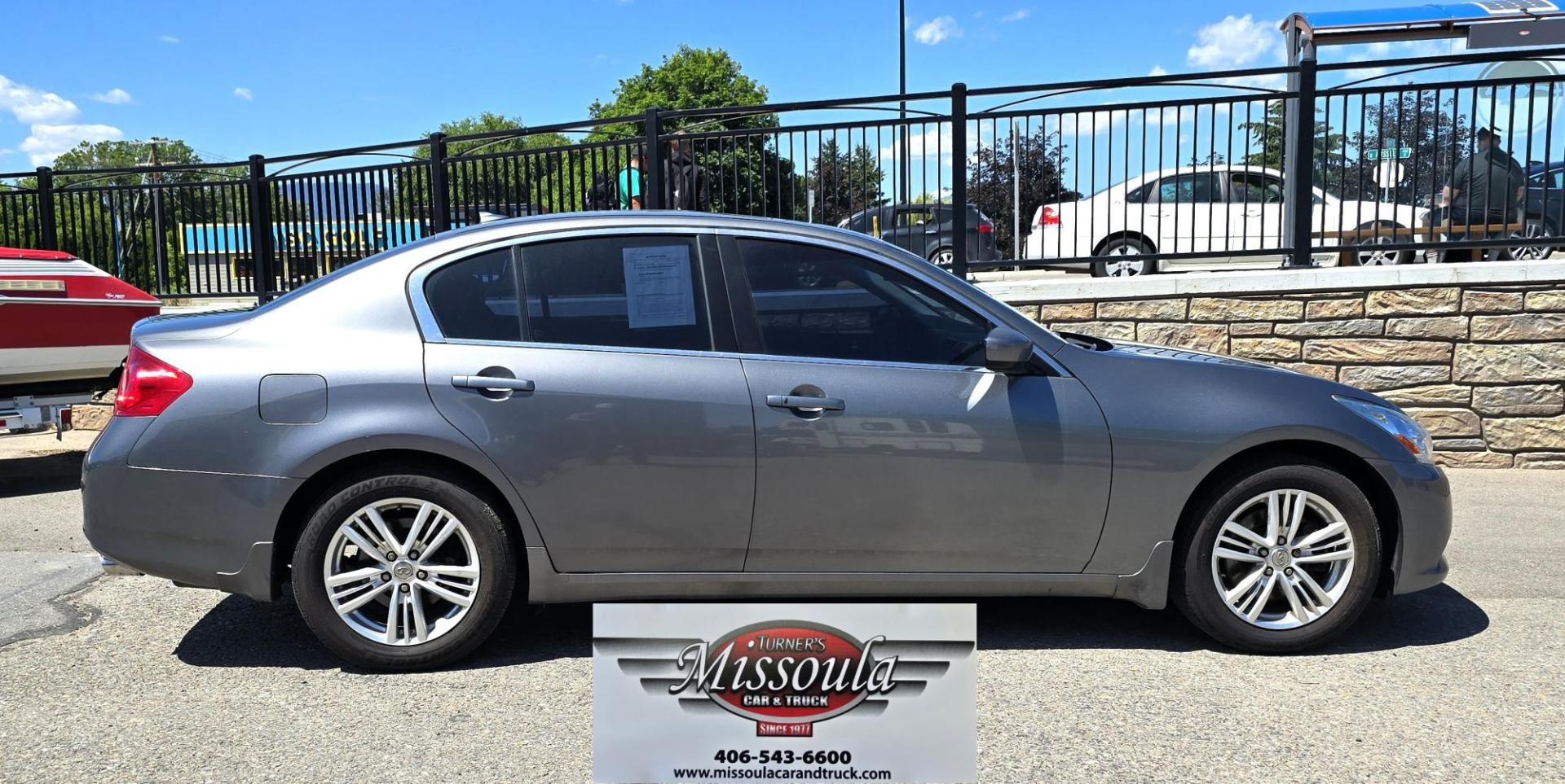 2012 Grey /Black Infiniti G Sedan 37x AWD (JN1CV6AR5CM) with an 3.7L V6 DOHC 24V engine, 5-Speed Automatic transmission, located at 450 N Russell, Missoula, MT, 59801, (406) 543-6600, 46.874496, -114.017433 - Photo#0
