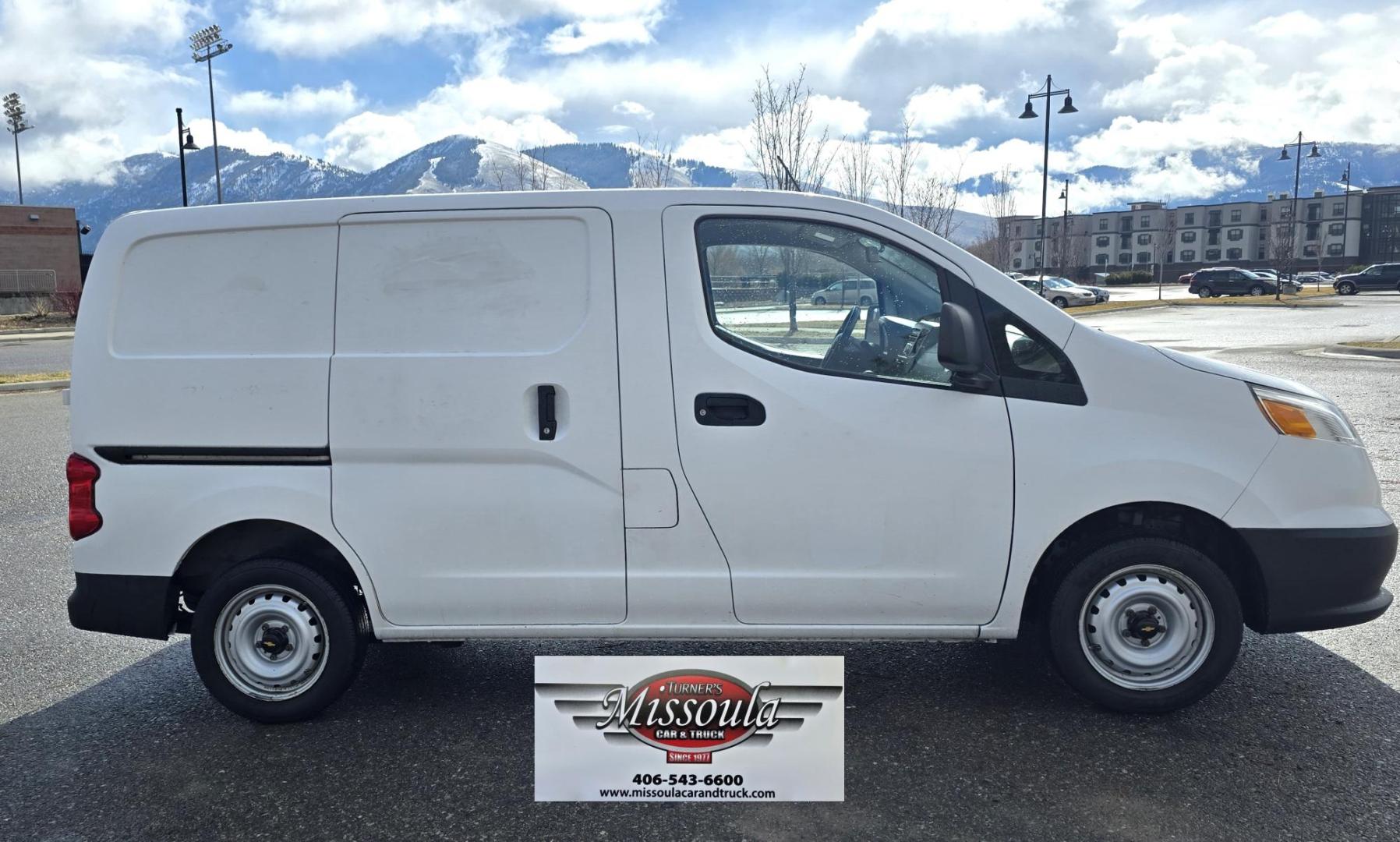 2017 White /Black Chevrolet City Express LS (3N63M0YN6HK) with an 2.0L L4 DOHC 16V engine, CVT transmission, located at 450 N Russell, Missoula, MT, 59801, (406) 543-6600, 46.874496, -114.017433 - Clean One Owner Express Van with only 83K Miles. 2.0L H4 Engine. Automatic Transmission. Air. Cruise. Tilt. AM FM Cd Player. Excellent Condition. Has some very light ghost prints front the previous owner's business decals. Would be great for a delivery service or a small contractor. - Photo#2