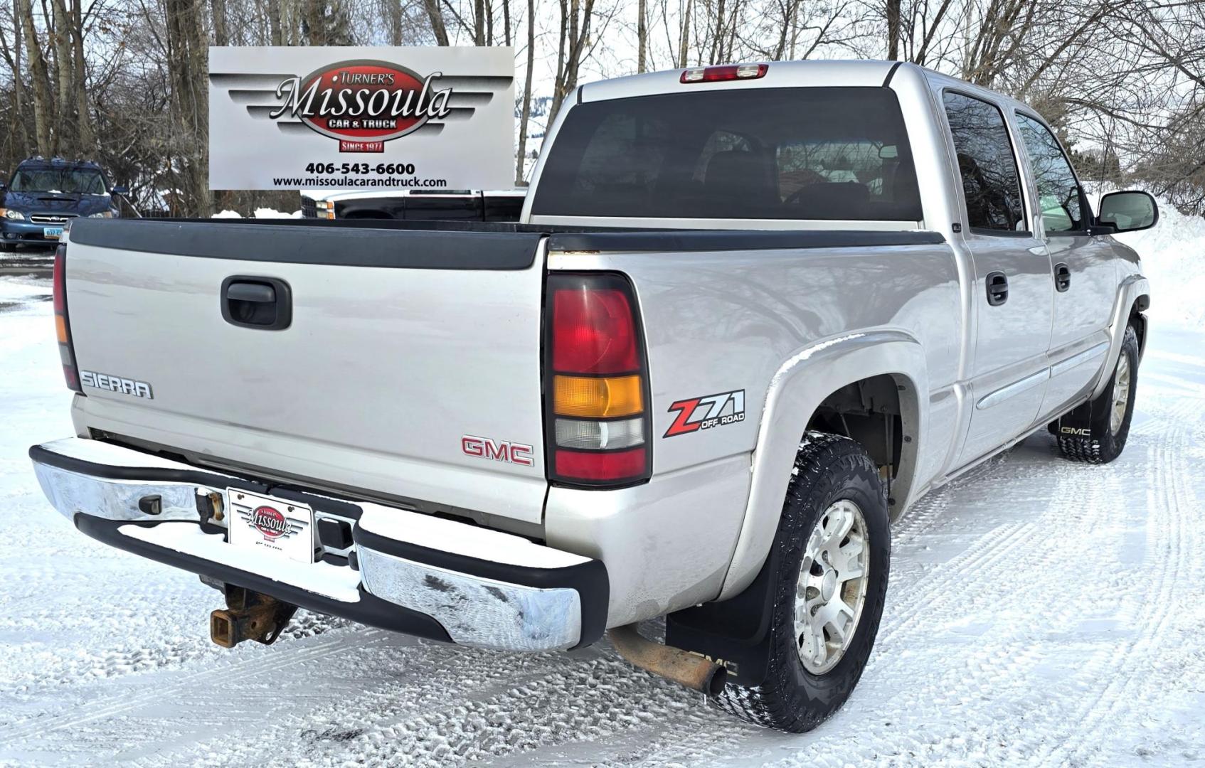 2005 Silver /Gray GMC Sierra 1500 SLE Crew Cab Short Bed 4WD (2GTEK13T151) with an 5.3L V8 OHV 16V engine, 4-Speed Automatic Overdrive transmission, located at 450 N Russell, Missoula, MT, 59801, (406) 543-6600, 46.874496, -114.017433 - Excellent Running 4WD. 5.3L V8 Engine. Automatic Transmission. Air. Cruise. Tilt. Power Drivers Seat. AM FM XM CD. Power Windows and Locks. Very Clean two owner vehicle. Because of the age, our Credit Union does not offer financing on this vehicle. - Photo#5