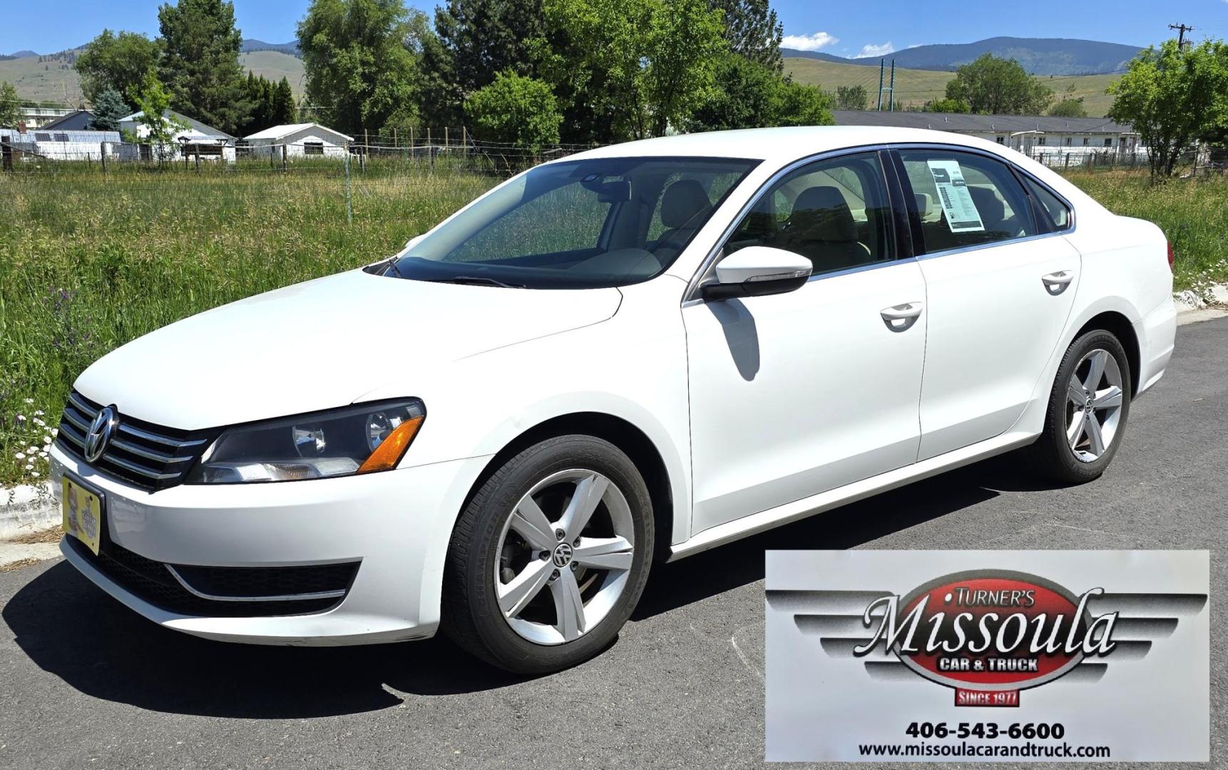 2012 White /Tan Volkswagen Passat 2.5L SE MT (1VWBH7A37CC) with an 2.5L L5 DOHC 2OV engine, Automatic transmission, located at 450 N Russell, Missoula, MT, 59801, (406) 543-6600, 46.874496, -114.017433 - Real nice One Owner Low Mile VW FWD Sedan. 2.5L I5 Engine. Automatic Transmission. Heated Leather Seats. Bluetooth Audio and Phone. AM FM XM CD Player. Power Windows and Locks. We Finance through local Credit Unions. We do NOT offer In House (Buy Here Pay Here) Financing. - Photo#6