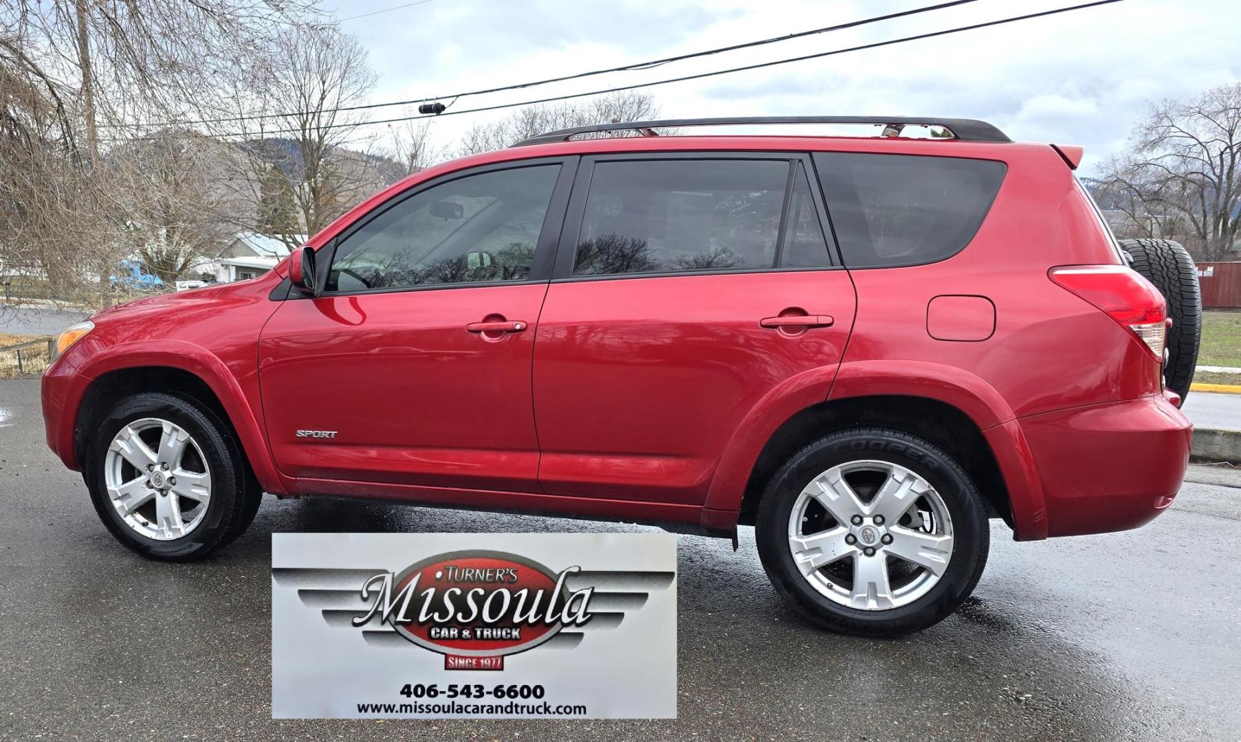 2008 Red /Black Toyota RAV4 Sport I4 4WD (JTMBD32V885) with an 2.4L L4 DOHC 16V engine, 4-Speed Automatic transmission, located at 450 N Russell, Missoula, MT, 59801, (406) 543-6600, 46.874496, -114.017433 - Cute AWD SUV. with only 110,000 Miles. 2 Owner with Clean Title and Carfax. 2.4L I4 Engine. Automatic Transmission. Sunroof. Power Windows and Locks. JBL Stereo System with AM FM Cd Player. Air. Cruise. Tilt. Cooper Tires - Photo#0
