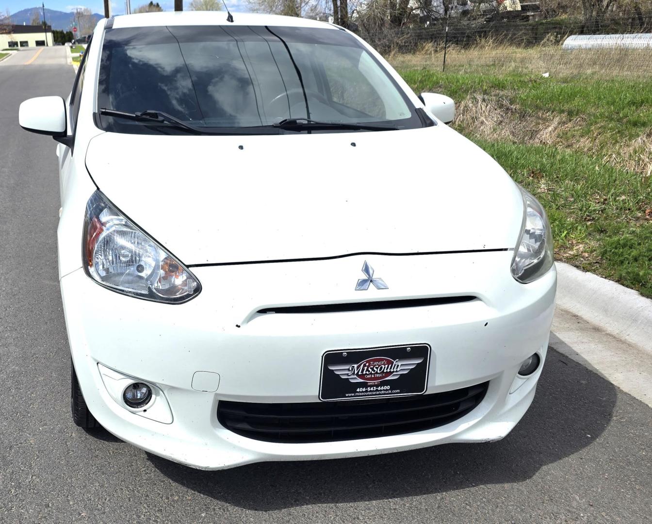 2014 White /Purple Mitsubishi Mirage ES (ML32A4HJ9EH) with an 1.2L L3 DOHC engine, 5 Speed Manual transmission, located at 450 N Russell, Missoula, MT, 59801, (406) 543-6600, 46.874496, -114.017433 - If you want to save on Gas, here is a car for you. 34 mpg City 42 mpg Highway. 1.2L I3 Engine. 5 Speed Manual Transmission. AM FM CD AUX Bluetooth. Air. Cruise. Clean Title and Carfax. - Photo#4