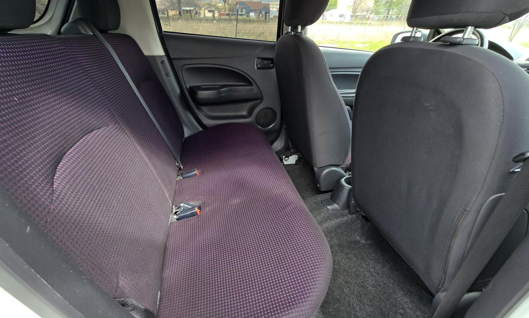 2014 White /Purple Mitsubishi Mirage ES (ML32A4HJ9EH) with an 1.2L L3 DOHC engine, 5 Speed Manual transmission, located at 450 N Russell, Missoula, MT, 59801, (406) 543-6600, 46.874496, -114.017433 - If you want to save on Gas, here is a car for you. 34 mpg City 42 mpg Highway. 1.2L I3 Engine. 5 Speed Manual Transmission. AM FM CD AUX Bluetooth. Air. Cruise. Clean Title and Carfax. - Photo#11