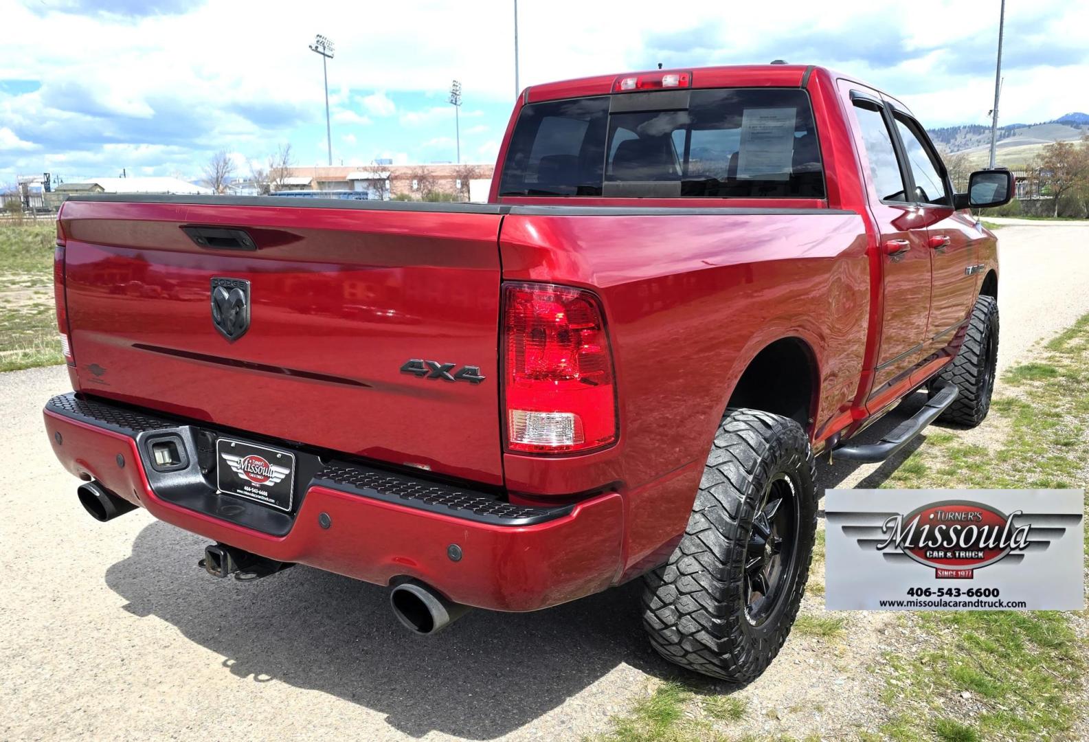 2010 Red /Gray Dodge Ram 1500 SLT Sport Quad Cab 4WD (1D7RV1GT1AS) with an 5.7L V8 OHV 16V engine, 5-Speed Automatic transmission, located at 450 N Russell, Missoula, MT, 59801, (406) 543-6600, 46.874496, -114.017433 - Beautiful Red 4WD Truck. 5.7L Hemi V8. Automatic Transmission. Air Cruise Tilt. Power Windows and Locks. Remote Start. Bluetooth Audio and Phone. Alpine Stereo System AM FM Sat CD Player with Harddrive. Navigation. Nice Aftermarket Wheels. Running Boards. Bed Liner. Has a couple small dents on passe - Photo#4