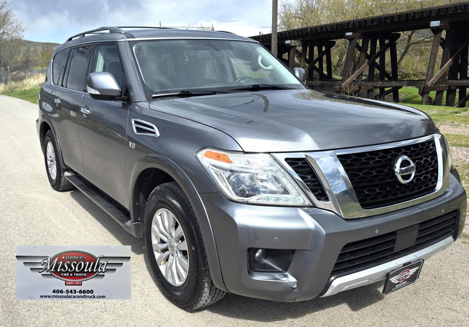 2018 Grey /Gray Nissan Armada SV AWD (JN8AY2NC6J9) with an 5.6L V8 DOHC 32V engine, 7A transmission, located at 450 N Russell, Missoula, MT, 59801, (406) 543-6600, 46.874496, -114.017433 - Luxury SUV. Rides Smooth. Powerful 5.6L V8 Engine. 3rd Row Seating Heated Power Front Seats. Front and Rear Climate Control. AM FM SAT CD. Navigation. Power Liftgate. - Photo#2