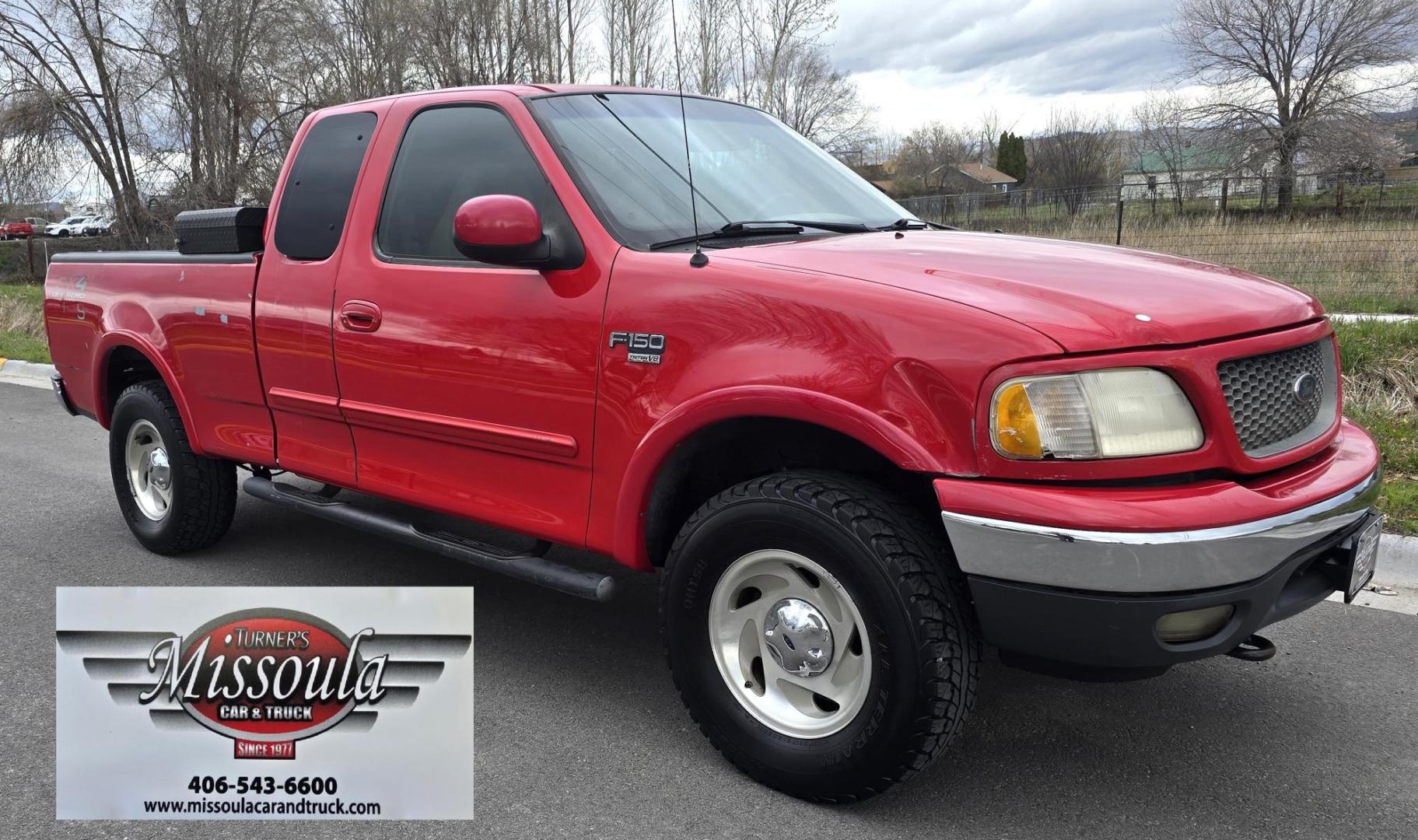 2000 Red /Tan Ford F-150 Lariat SuperCab 4WD (1FTRX18L1YN) with an 5.4L V8 SOHC 16V engine, 4-Speed Automatic Overdrive transmission, located at 450 N Russell, Missoula, MT, 59801, (406) 543-6600, 46.874496, -114.017433 - Strong Running 4WD Truck. 5.4L V8 Engine. Automatic Transmission. 4 Doors. Air. Cruise. Tilt. Power Windows and Locks. Aftermarket AM FM CD Player. Bedliner. Running Boards. Because of the age, financing is not available through our lenders. - Photo#2
