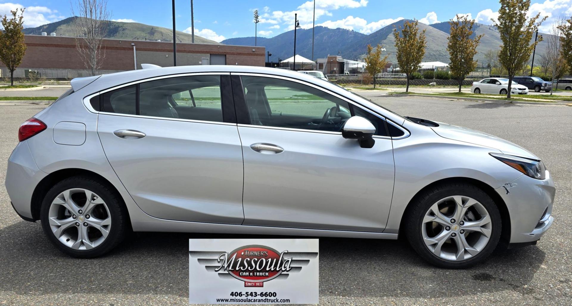 2018 Silver /Black Chevrolet Cruze Premier Hatchback (3G1BF6SM1JS) with an 1.4L L4 DOHC 16V TURBO engine, 6A transmission, located at 450 N Russell, Missoula, MT, 59801, (406) 543-6600, 46.874496, -114.017433 - Loaded Chevy Cruise Premier FWD Hatchback. Only 21K Miles. 1.4L I4 Engine gets Incredible Gas Mileage. Automatic Transmission. Heated Leather Seats. Heated Steering Wheel. AM FM SAT. Bluetooth Audio and Phone. Backup Camera. Power Windows and Locks. Remote Start. - Photo#2