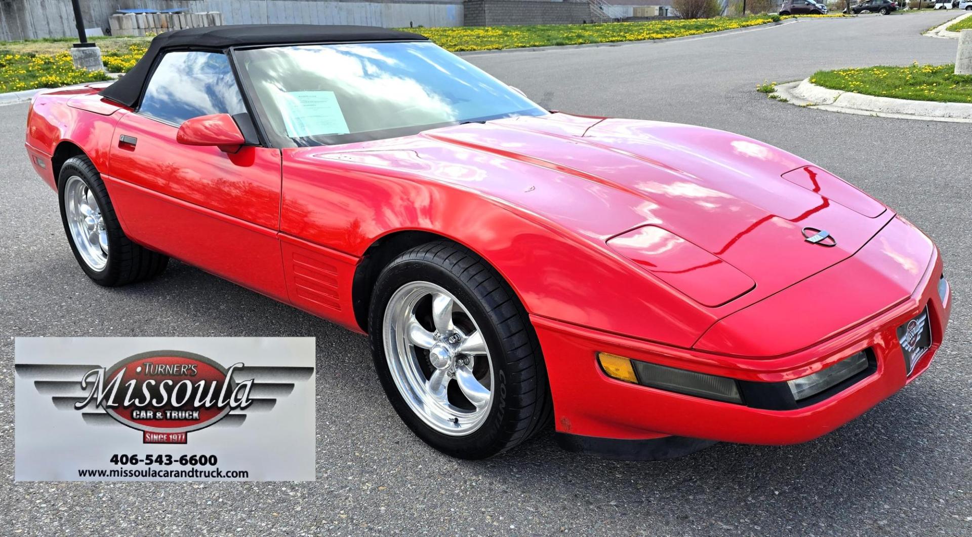 1994 Red /Black Chevrolet Corvette Convertible (1G1YY32P2R5) with an 5.7L V8 OHV 12V engine, Automatic transmission, located at 450 N Russell, Missoula, MT, 59801, (406) 543-6600, 46.874496, -114.017433 - Here is your chance to buy an American Sports Car at an affordable price. Corvette Convertible. 5.7L V8 Engine. Automatic Transmission. Air. Cruise. Tilt. Power Windows and Locks. Runs and drives great. Because of the age, financing is not available though our finance companies. - Photo#1