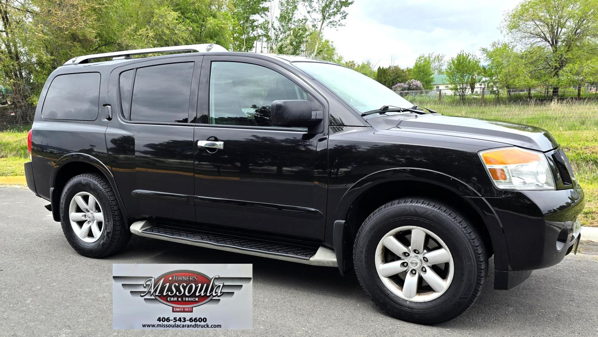 2014 Black /Black Nissan Armada SL 4WD (5N1AA0NC2EN) with an 5.6L V8 DOHC 32V engine, 5-Speed Automatic transmission, located at 450 N Russell, Missoula, MT, 59801, (406) 543-6600, 46.874496, -114.017433 - Clean 4WD SUV. 5.6L V8 Engine. Automatic Transmission. Front and Rear Air Conditioning. Leather Heated Seats. 3rd Row Seating. AM FM XM CD Player. Bluetooth Audio and Phone. Power Rear Hatch, Running Boards. The Vehicle was in an accident in 2020. The Insurance Company deemed it a total loss. Th - Photo#0