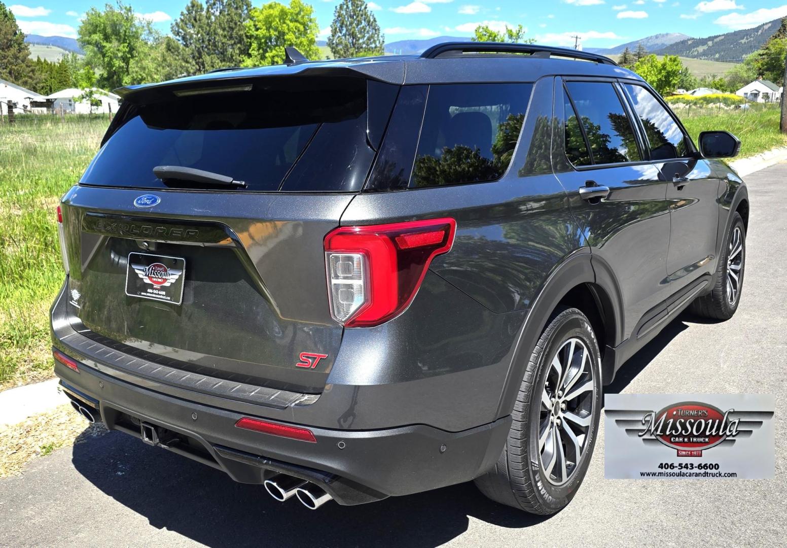 2020 Grey /Black Ford Explorer ST AWD (1FM5K8GC9LG) with an 3.3L V6 DOHC 24V engine, 10A transmission, located at 450 N Russell, Missoula, MT, 59801, (406) 543-6600, 46.874496, -114.017433 - Inspector Gadget would love this SUV. Tons of bells and whistles. 3.0L V6 Engine. 10 Speed Automatic Transmission. AWD. Navigation with Verbal Command. 360 degree camera. Front Heated and Cooled Seats. Middle Seated Seats. Panoramic Sunroof. Ford Co-Pilot Assist which has collision avoidance, Adapti - Photo#3