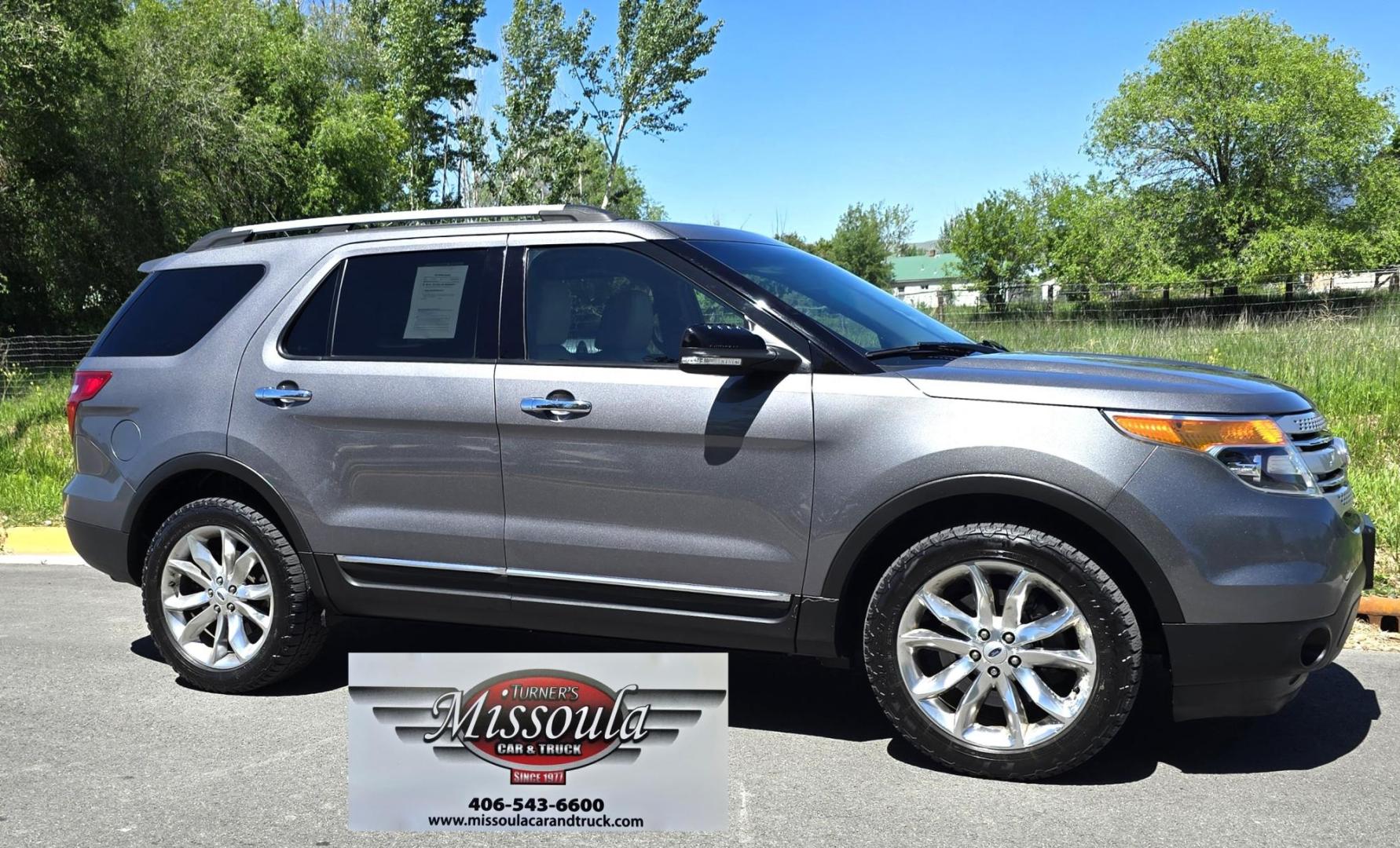 2014 Grey /White Ford Explorer XLT 4WD (1FM5K8D87EG) with an 3.5L V6 DOHC 24V engine, 6-Speed Automatic transmission, located at 450 N Russell, Missoula, MT, 59801, (406) 543-6600, 46.874496, -114.017433 - Sexy AWD SUV. 3.5L V6 Engine. Dual Sunroofs. 3rd Row Seating. Leather Heated Seats, Power Front Seats. Power Liftgate. Towing. Navigation. AM FM Sat CD. Bluetooth Audio and Phone. Backup Camera. DVD Headrests, Dual Climate Control. Blind Spot Monitor. - Photo#0