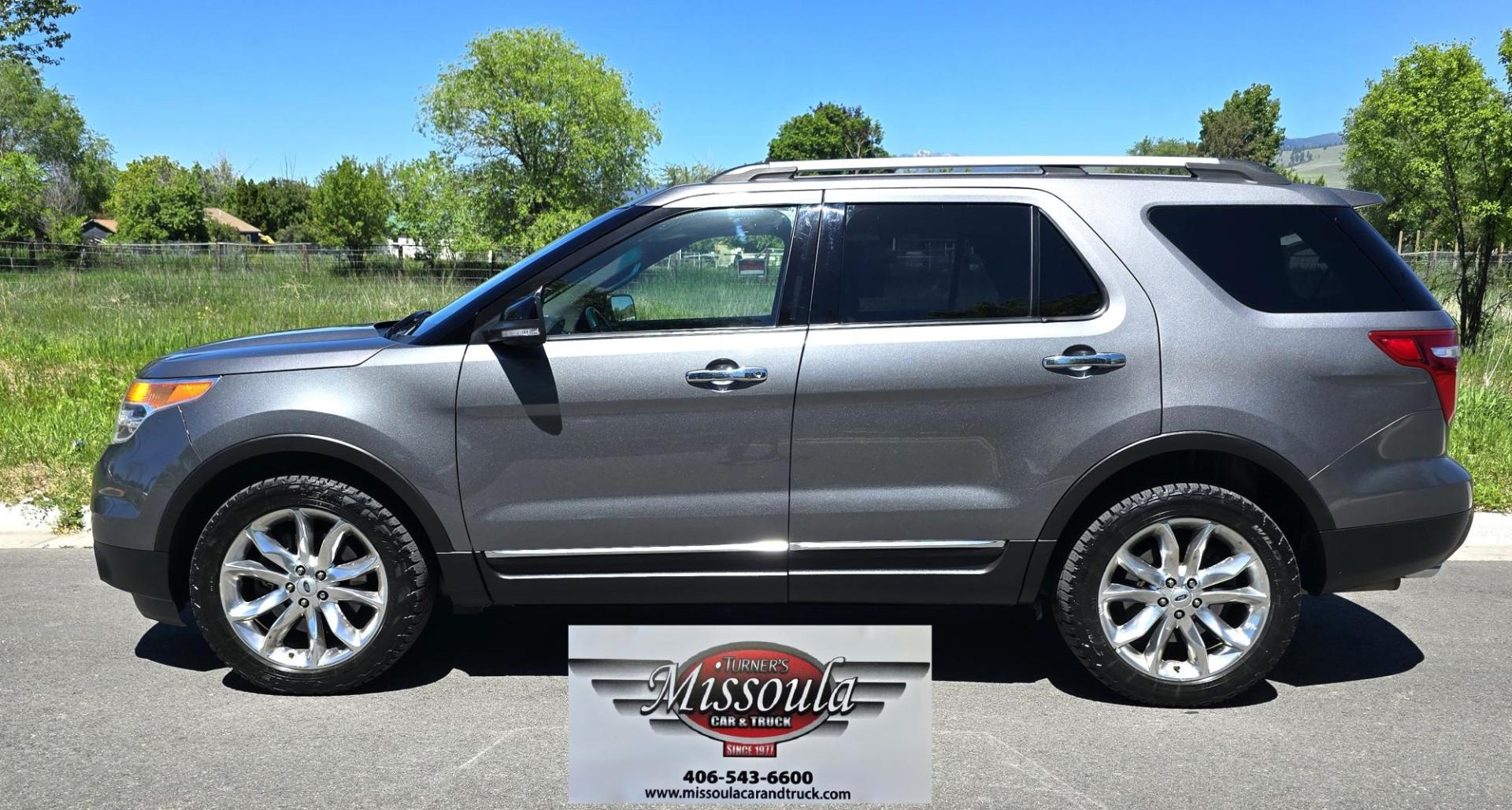 2014 Grey /White Ford Explorer XLT 4WD (1FM5K8D87EG) with an 3.5L V6 DOHC 24V engine, 6-Speed Automatic transmission, located at 450 N Russell, Missoula, MT, 59801, (406) 543-6600, 46.874496, -114.017433 - Sexy AWD SUV. 3.5L V6 Engine. Dual Sunroofs. 3rd Row Seating. Leather Heated Seats, Power Front Seats. Power Liftgate. Towing. Navigation. AM FM Sat CD. Bluetooth Audio and Phone. Backup Camera. DVD Headrests, Dual Climate Control. Blind Spot Monitor. - Photo#4